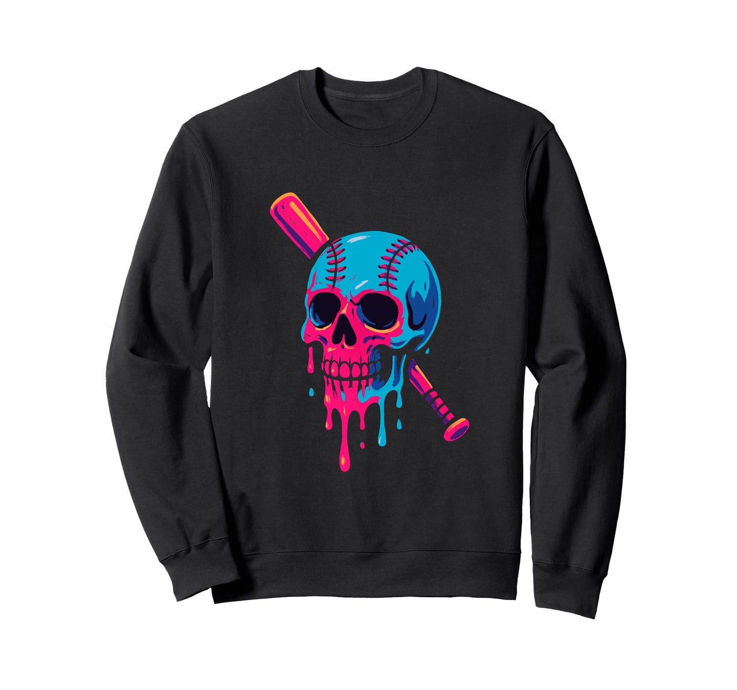 Melting Skull Baseball Bat Skull Sweatshirt - Fun Novelty Design Unisex - T-Shirt, Sweatshirt, Hoodie