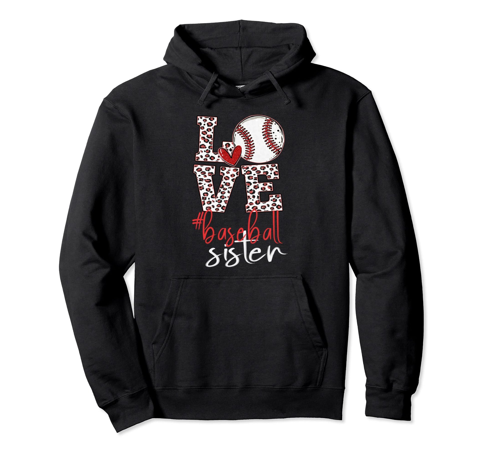 Baseball Sister Baseball Leopard Baseball Hoodie - Novelty Apparel Unisex - T-Shirt, Sweatshirt, Hoodie