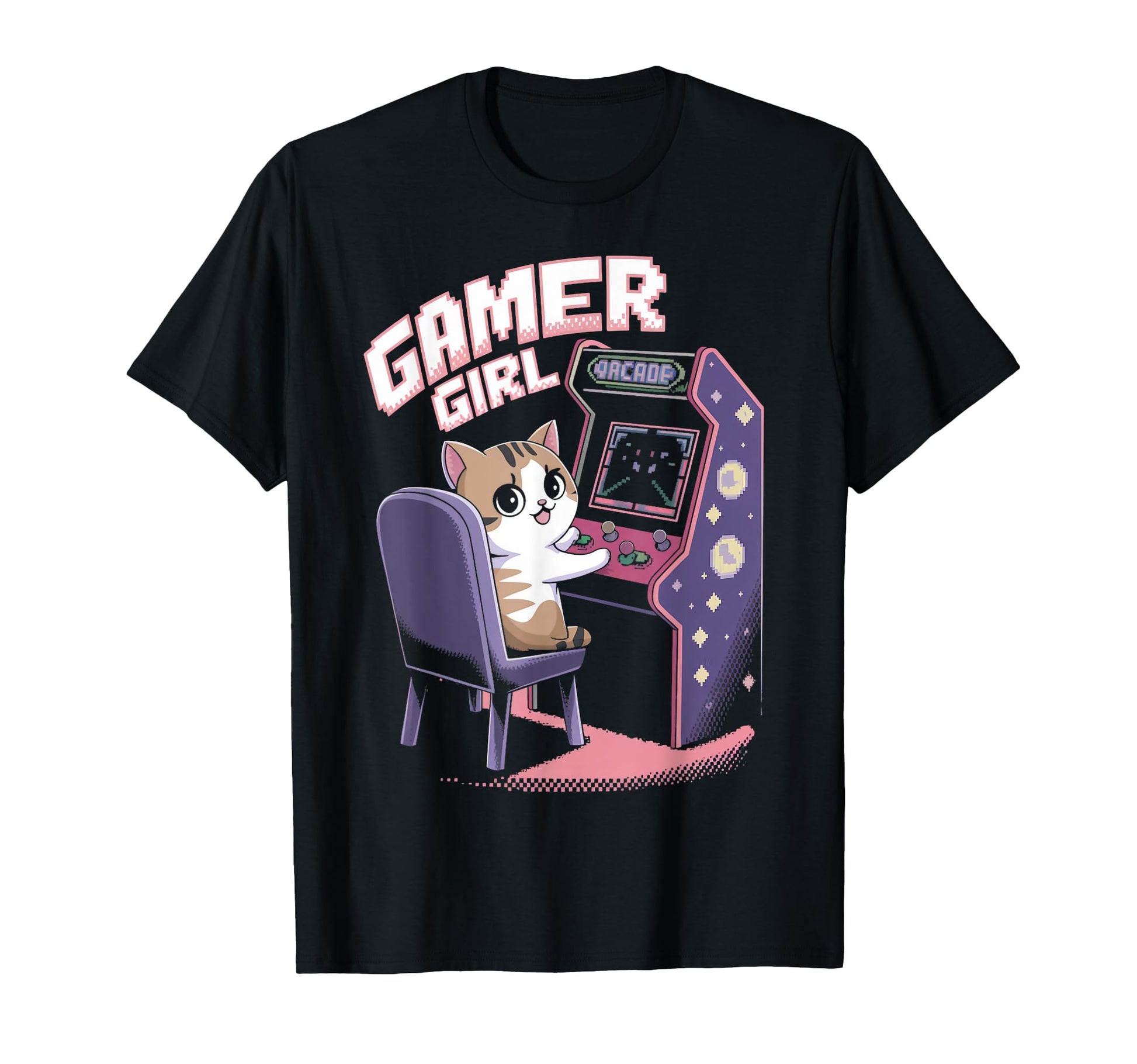 Gamer Cat Kitten Arcade Gamer Gaming T-Shirt - Minimalist Print Men Women - T-Shirt, Sweatshirt, Hoodie