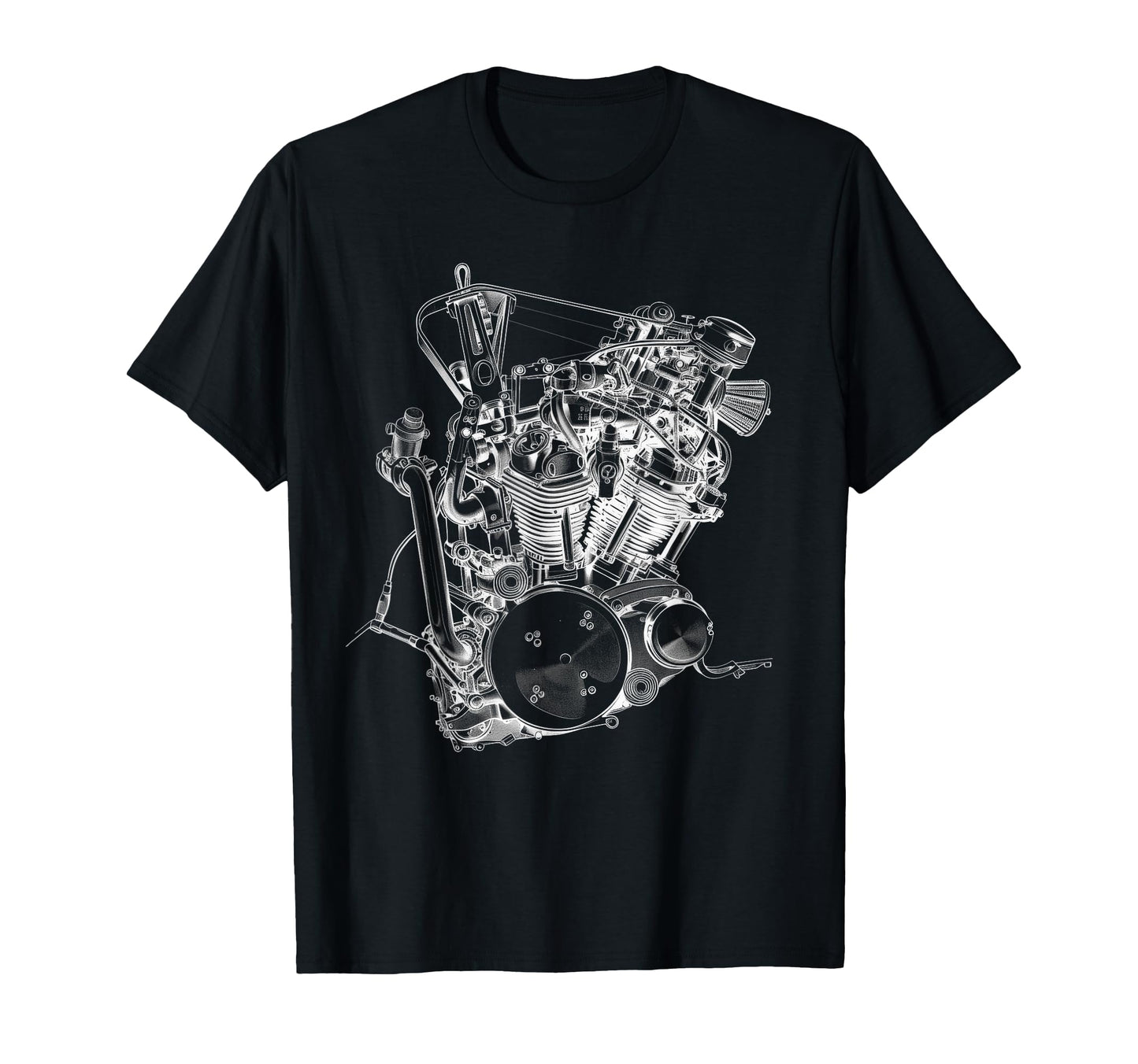 Motorcycle Engine Blueprint Diagram T-Shirt - Novelty Apparel Men Women - T-Shirt, Sweatshirt, Hoodie