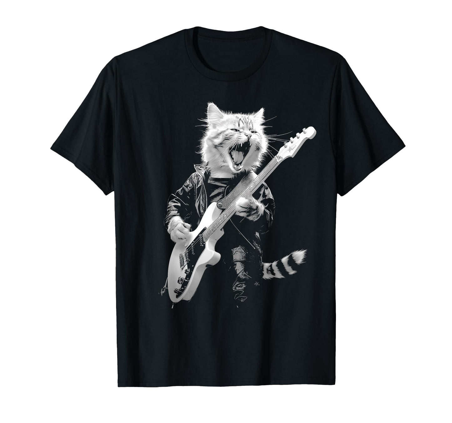 Rock Cat Playing Guitar Funny T-Shirt - Casual Everyday Wear for Adults - T-Shirt, Sweatshirt, Hoodie