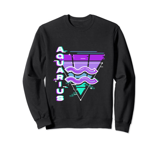 Aquarius Zodiac Sign Vaporwave Sweatshirt - Aesthetic Graphic Men Women - T-Shirt, Sweatshirt, Hoodie