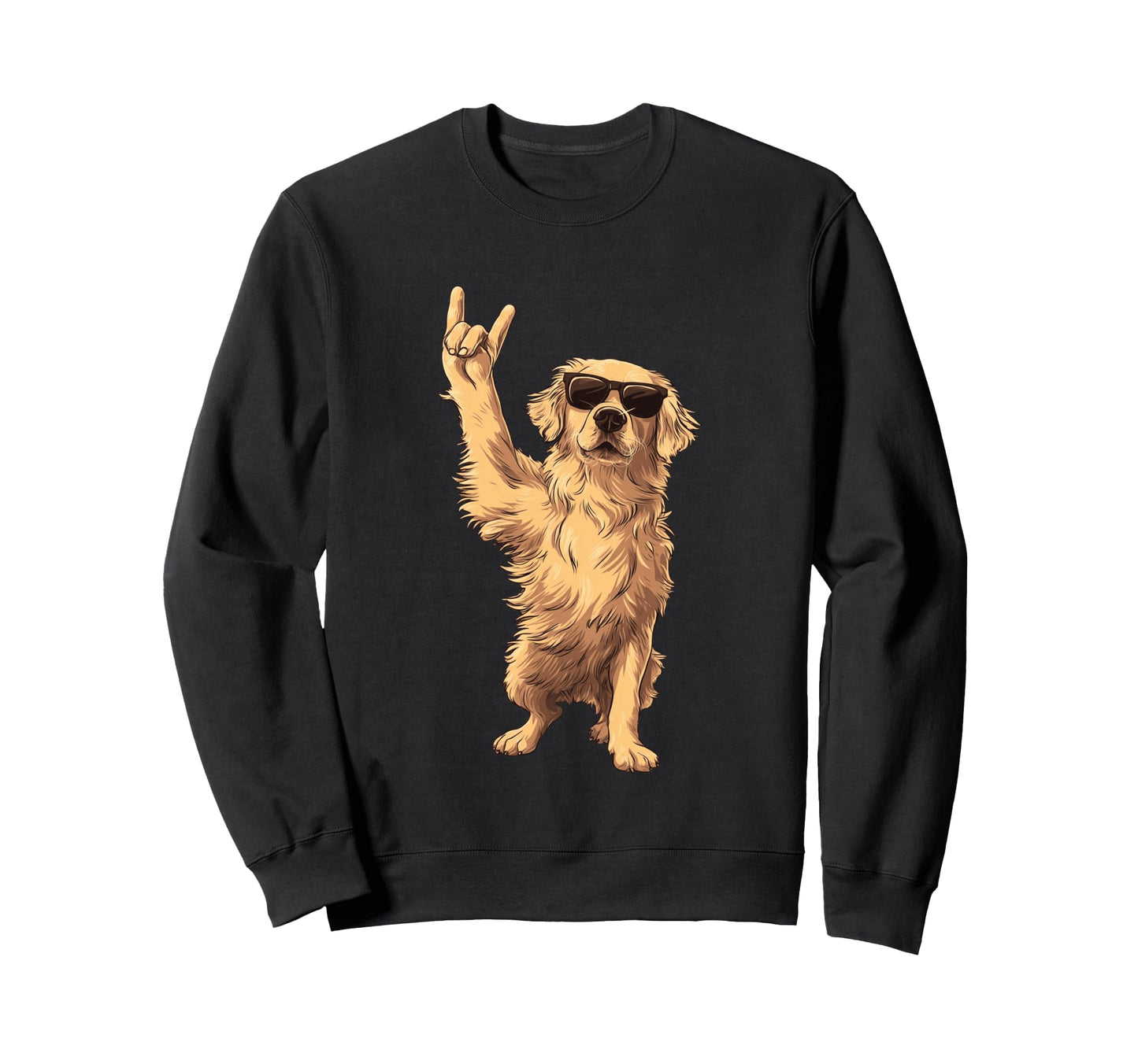Golden Retriever Rock Hand Sign Punk Sweatshirt - Streetwear Style Unisex - T-Shirt, Sweatshirt, Hoodie