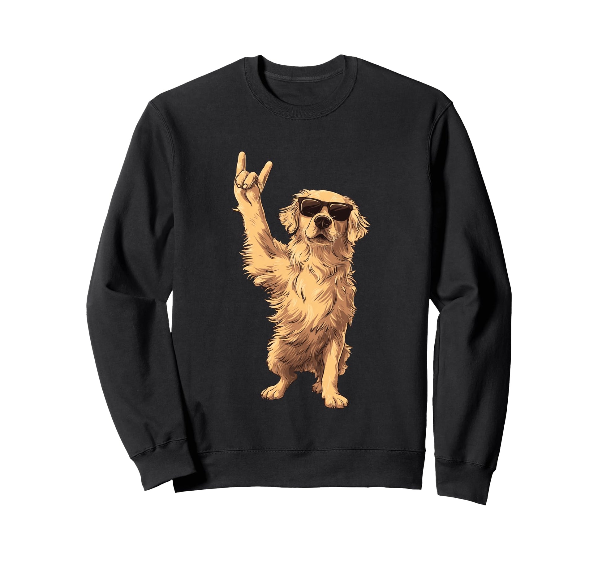 Golden Retriever Rock Hand Sign Punk Sweatshirt - Streetwear Style Unisex - T-Shirt, Sweatshirt, Hoodie