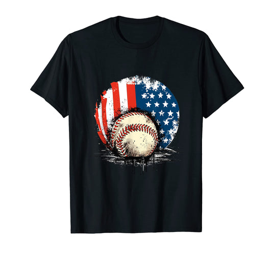 American Flag Baseball 4Th July Usa T-Shirt - Unique Graphic Men Women - T-Shirt, Sweatshirt, Hoodie