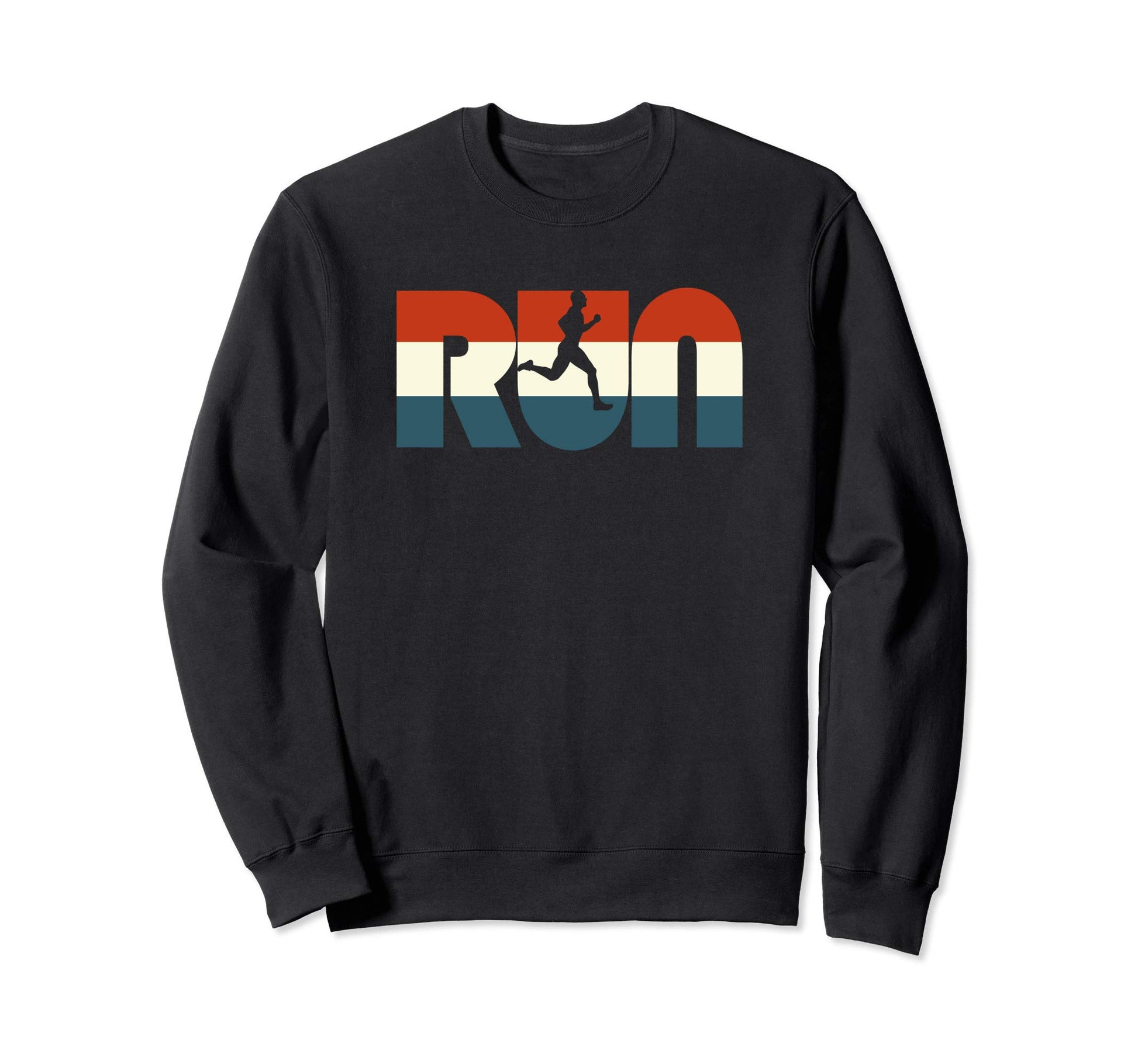 Run Red White Blue Typography Sweatshirt - Minimalist Print for Adults - T-Shirt, Sweatshirt, Hoodie