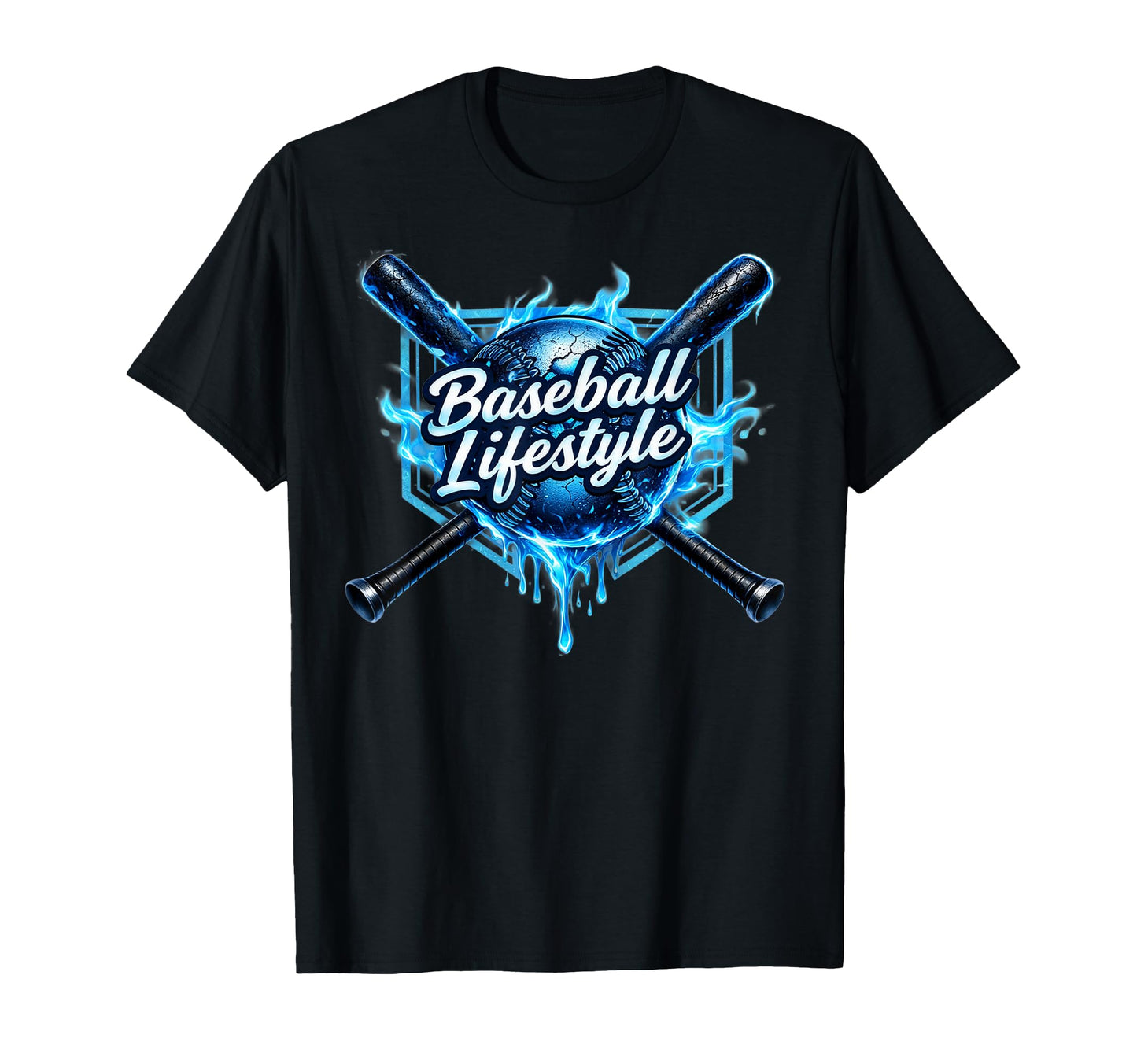 Baseball Lifestyle Blue Flame T-Shirt - Aesthetic Graphic for Adults - T-Shirt, Sweatshirt, Hoodie