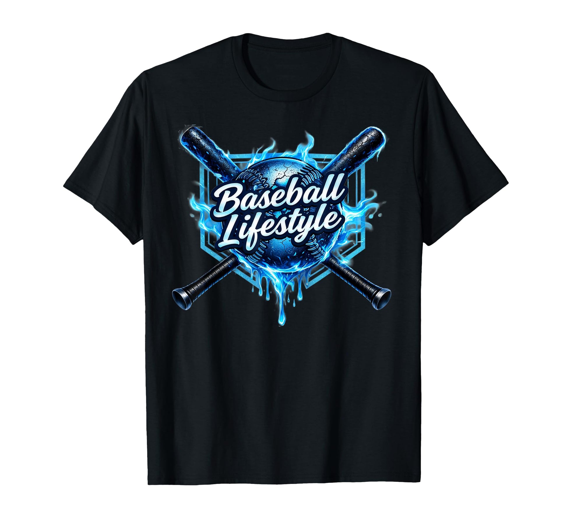 Baseball Lifestyle Blue Flame T-Shirt - Aesthetic Graphic for Adults - T-Shirt, Sweatshirt, Hoodie