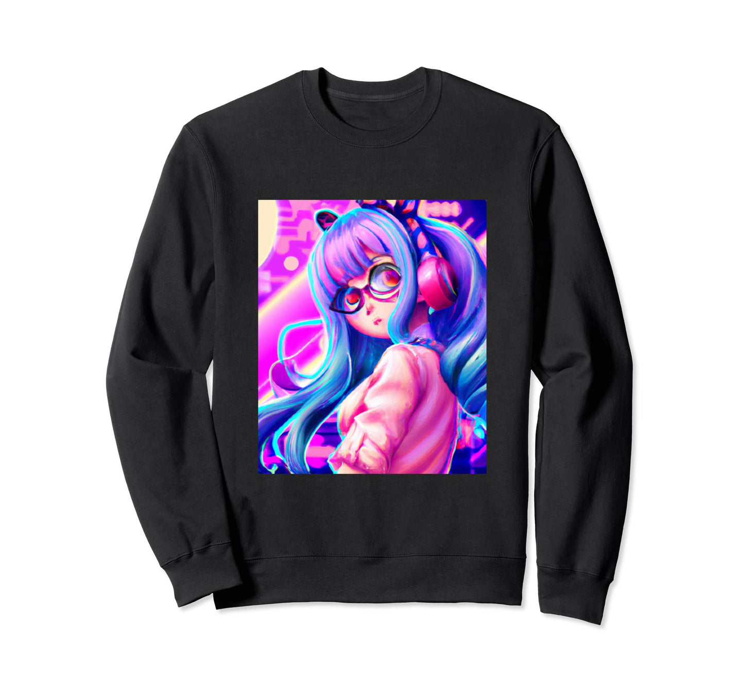 Pastel Aesthetic Anime Synthwave Sweatshirt - Custom Art Print Men Women - T-Shirt, Sweatshirt, Hoodie
