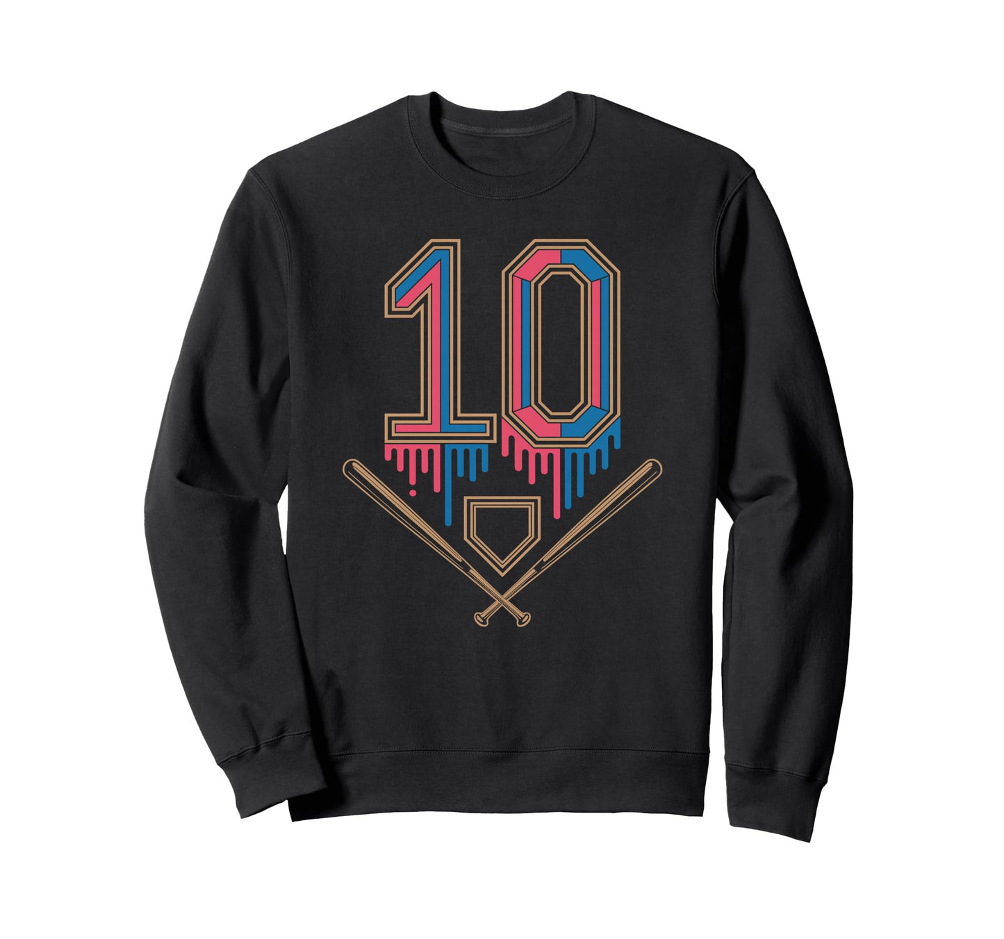 Baseball Party Celebration Turning 10 Sweatshirt - Graphic Print Unisex - T-Shirt, Sweatshirt, Hoodie