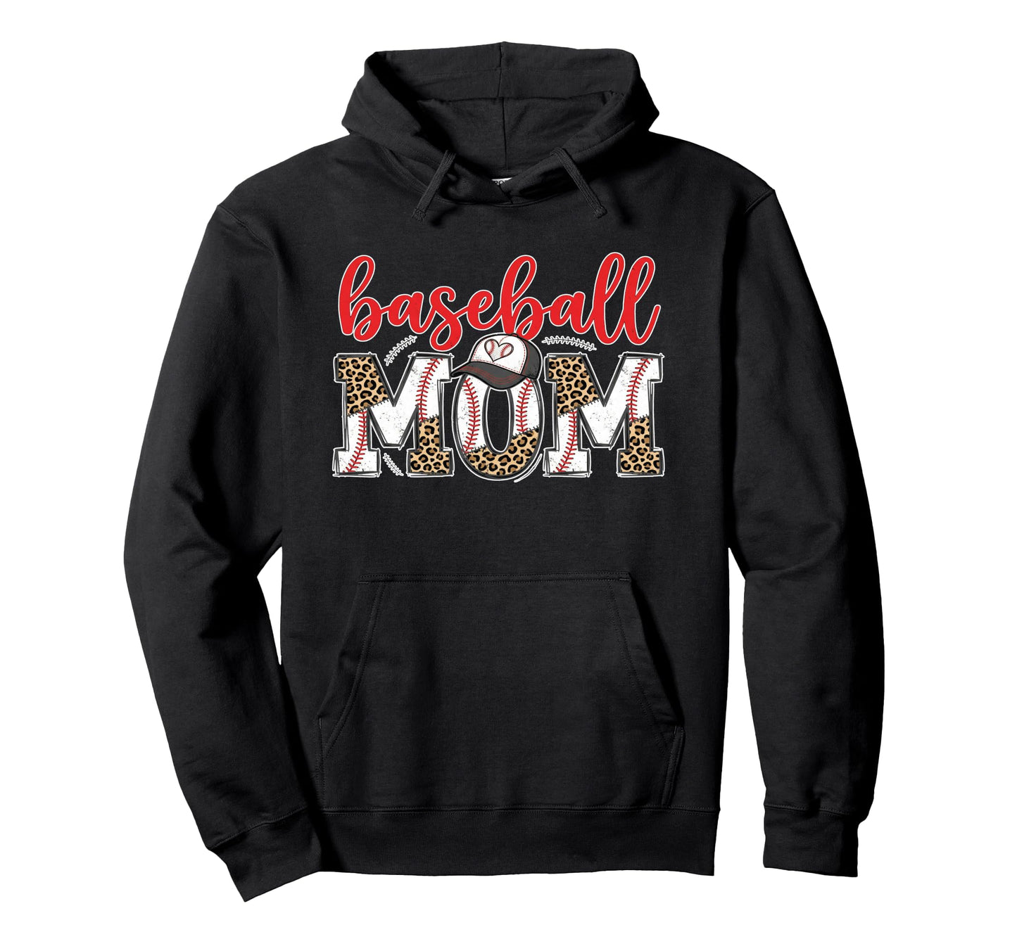 Baseball Mom Leopard Sports Mama Hoodie - Aesthetic Graphic for Adults - T-Shirt, Sweatshirt, Hoodie