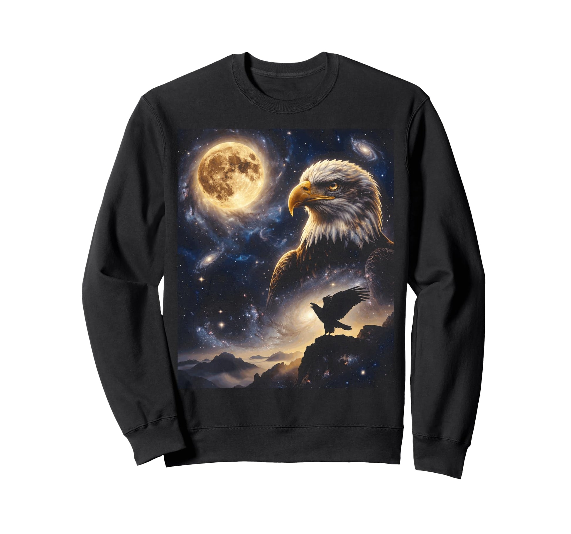 Howling Eagle Full Moon Starry Sweatshirt - Fun Novelty Design for Adults - T-Shirt, Sweatshirt, Hoodie