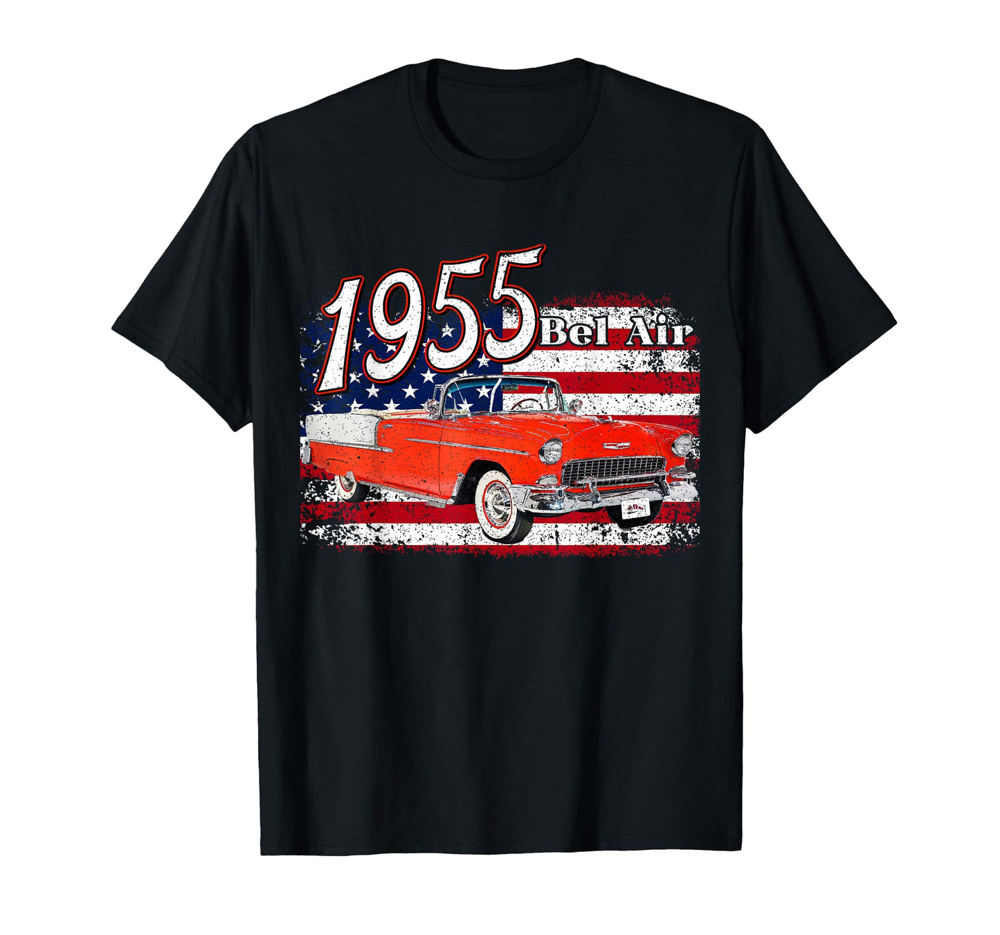 1955 55 Bel Air American Flag 50S T-Shirt - Aesthetic Graphic for Adults - T-Shirt, Sweatshirt, Hoodie