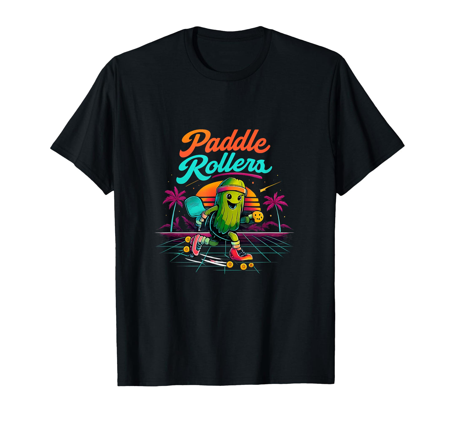 Paddle Rollers Pickleball Neon Skate T-Shirt - Trendy Graphic for Adults - T-Shirt, Sweatshirt, Hoodie