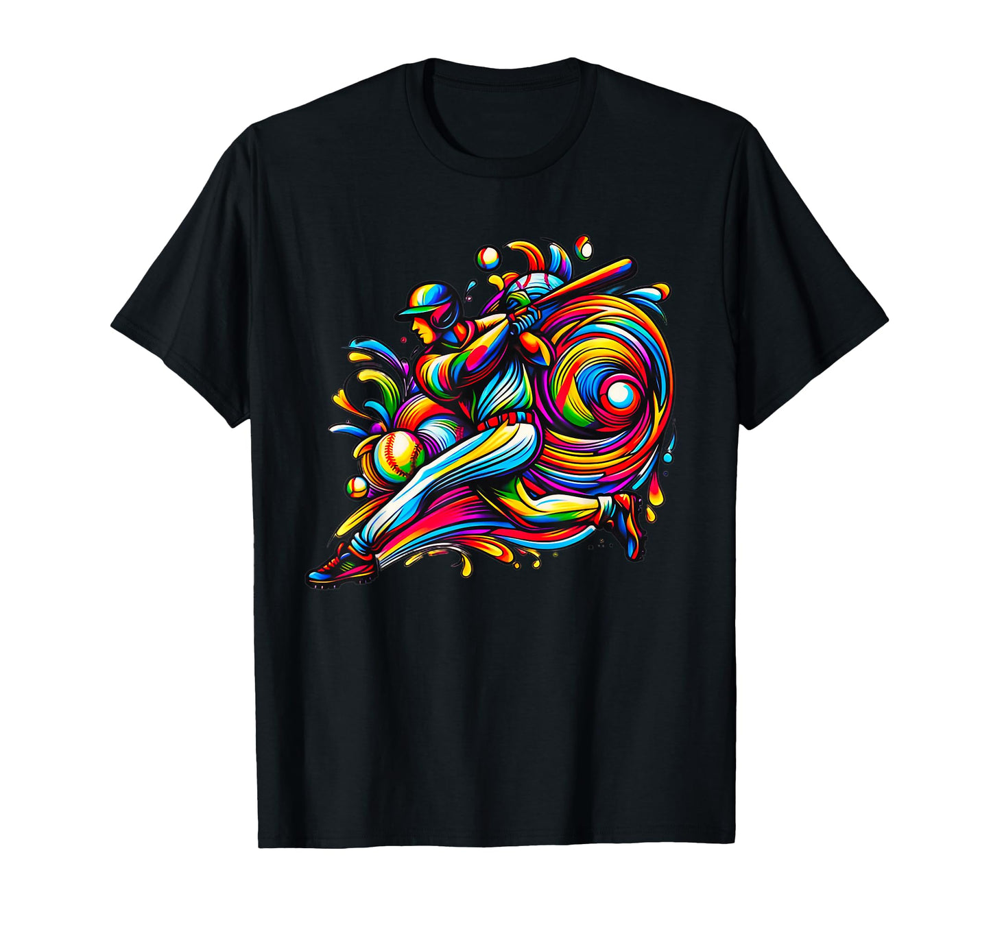 Colorful Baseball Player Art Baseball T-Shirt - Minimalist Print Unisex - T-Shirt, Sweatshirt, Hoodie