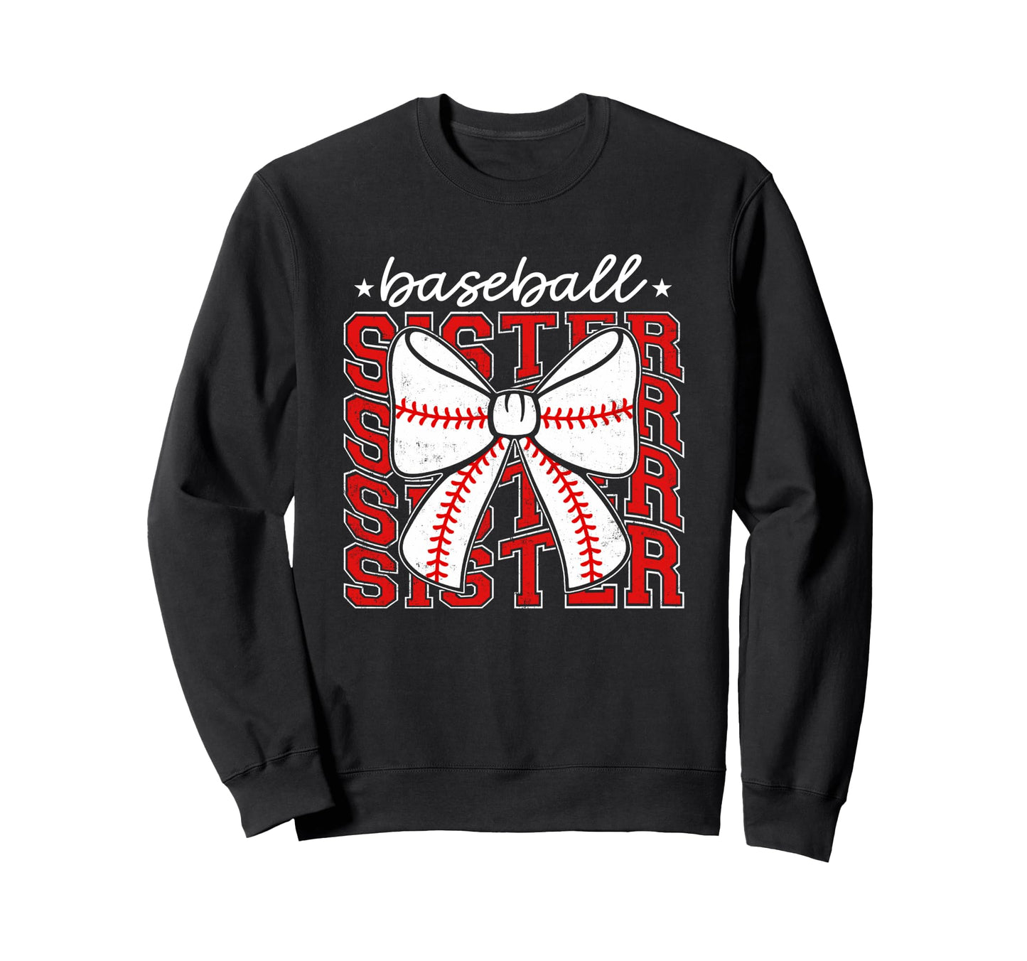 Baseball Sister Coquette Bow Sport Sweatshirt - Graphic Print for Adults - T-Shirt, Sweatshirt, Hoodie