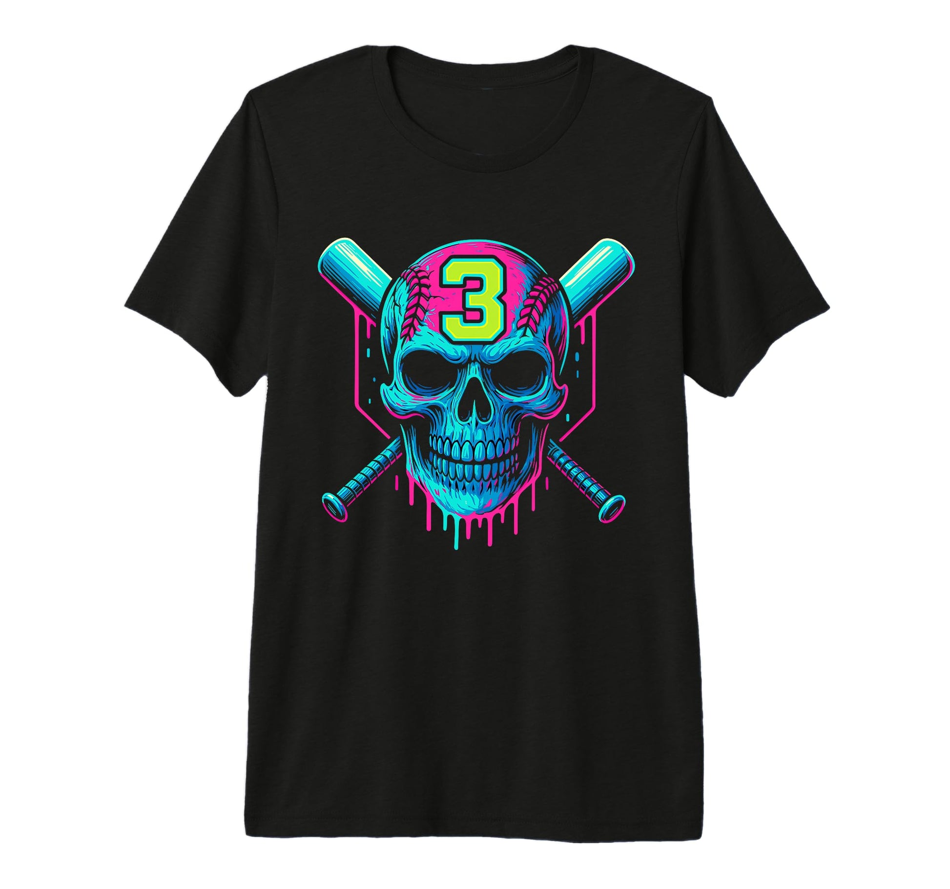 Baseball Skull Drip 3Rd Birthday 3 Year T-Shirt - Novelty Apparel Unisex - T-Shirt, Sweatshirt, Hoodie