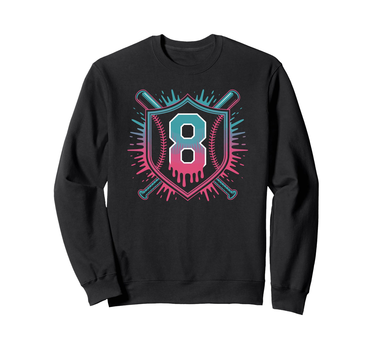 Baseball Splash Drip Theme Eighth Sweatshirt - Fun Novelty Design Unisex - T-Shirt, Sweatshirt, Hoodie