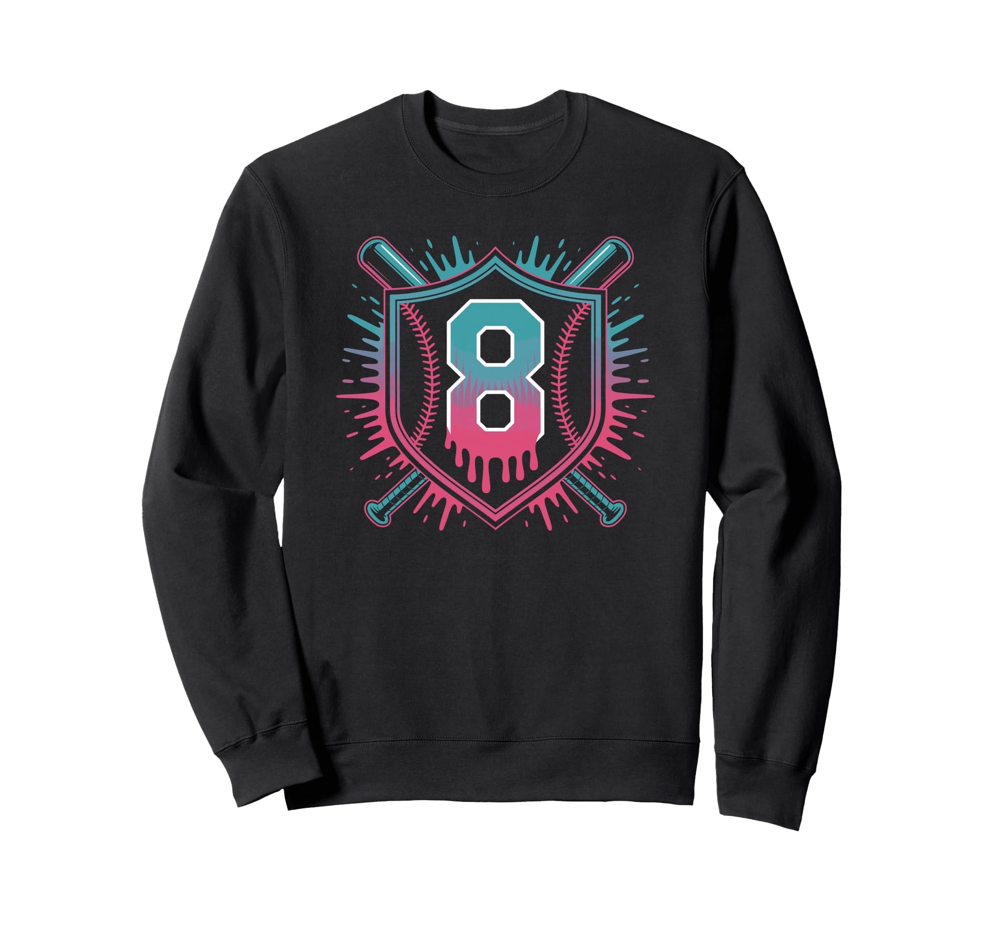 Baseball Splash Drip Theme Eighth Sweatshirt - Fun Novelty Design Unisex - T-Shirt, Sweatshirt, Hoodie