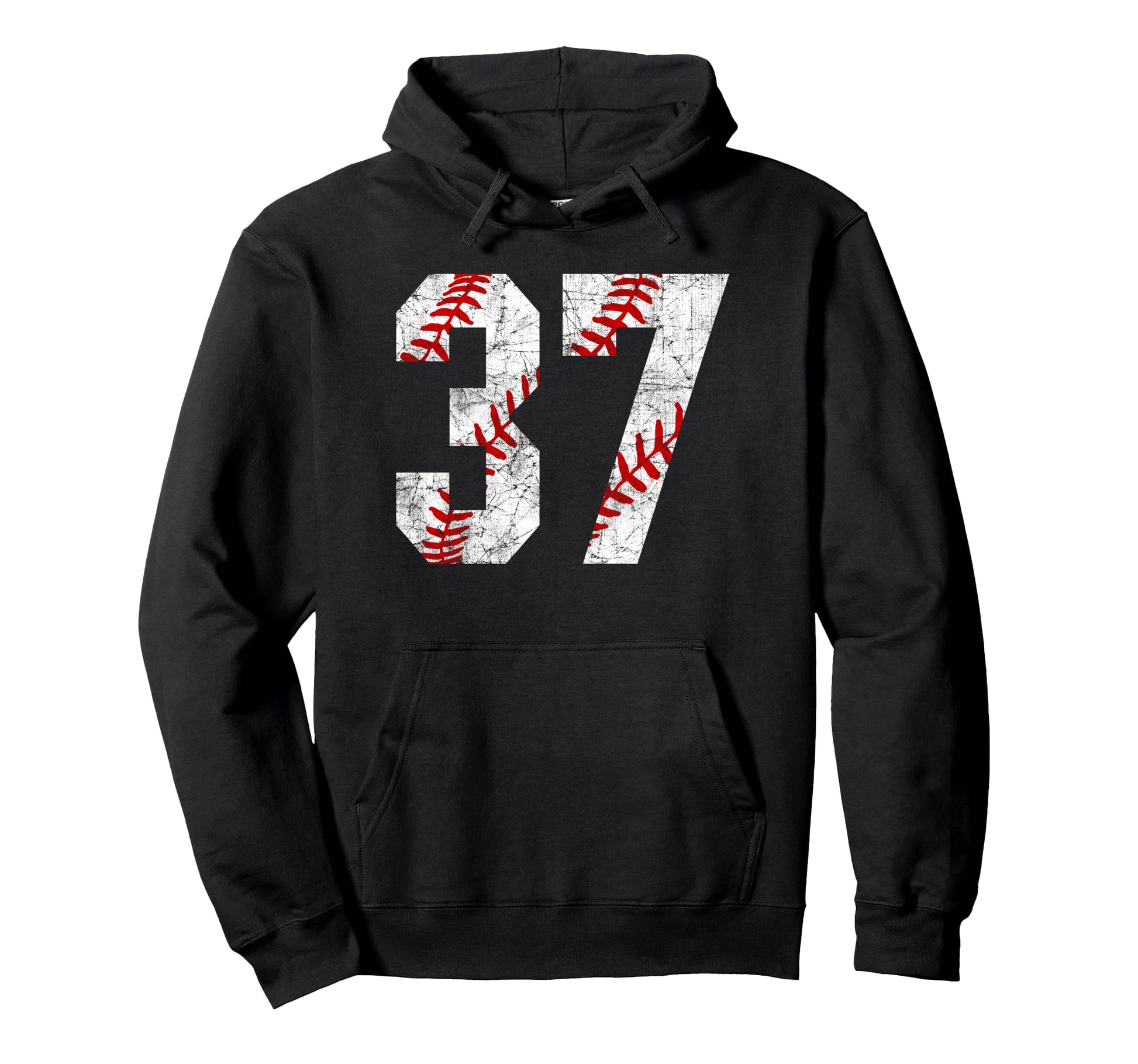 Distressed Baseball Number 37 Jersey Hoodie - Streetwear Style Men Women - T-Shirt, Sweatshirt, Hoodie