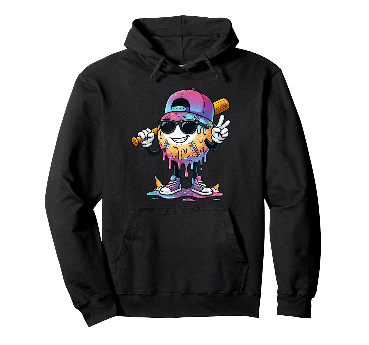 Baseball Drip Ice Cream Drip Baseball Hoodie - Custom Art Print for Adults - T-Shirt, Sweatshirt, Hoodie