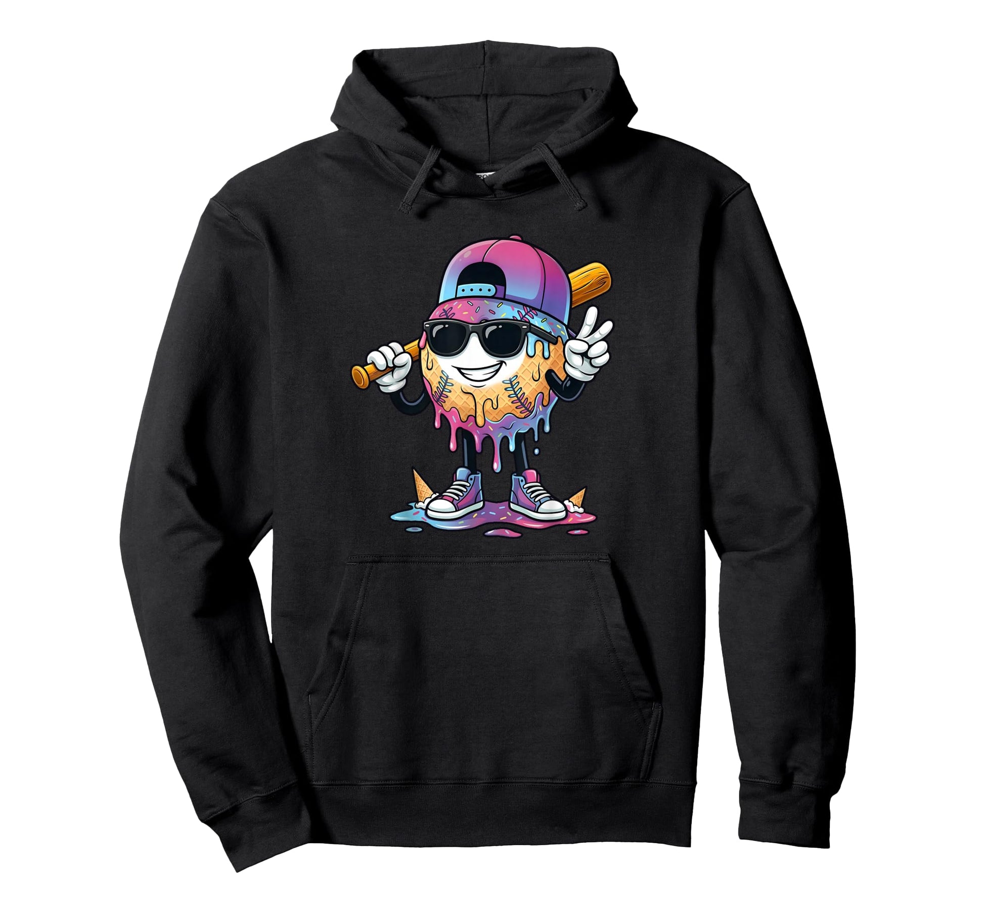 Baseball Drip Ice Cream Drip Baseball Hoodie - Custom Art Print for Adults - T-Shirt, Sweatshirt, Hoodie