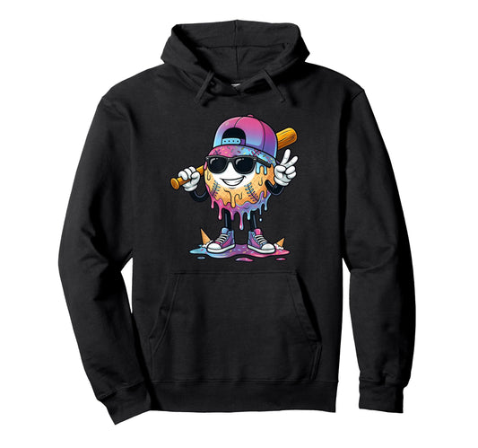 Baseball Drip Ice Cream Drip Baseball Hoodie - Custom Art Print for Adults - T-Shirt, Sweatshirt, Hoodie