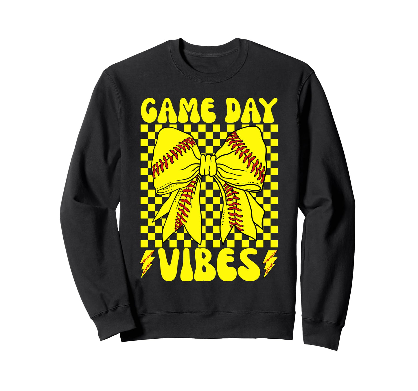Game Day Vibes Coquette Bow Baseball Sweatshirt - Graphic Print Unisex - T-Shirt, Sweatshirt, Hoodie