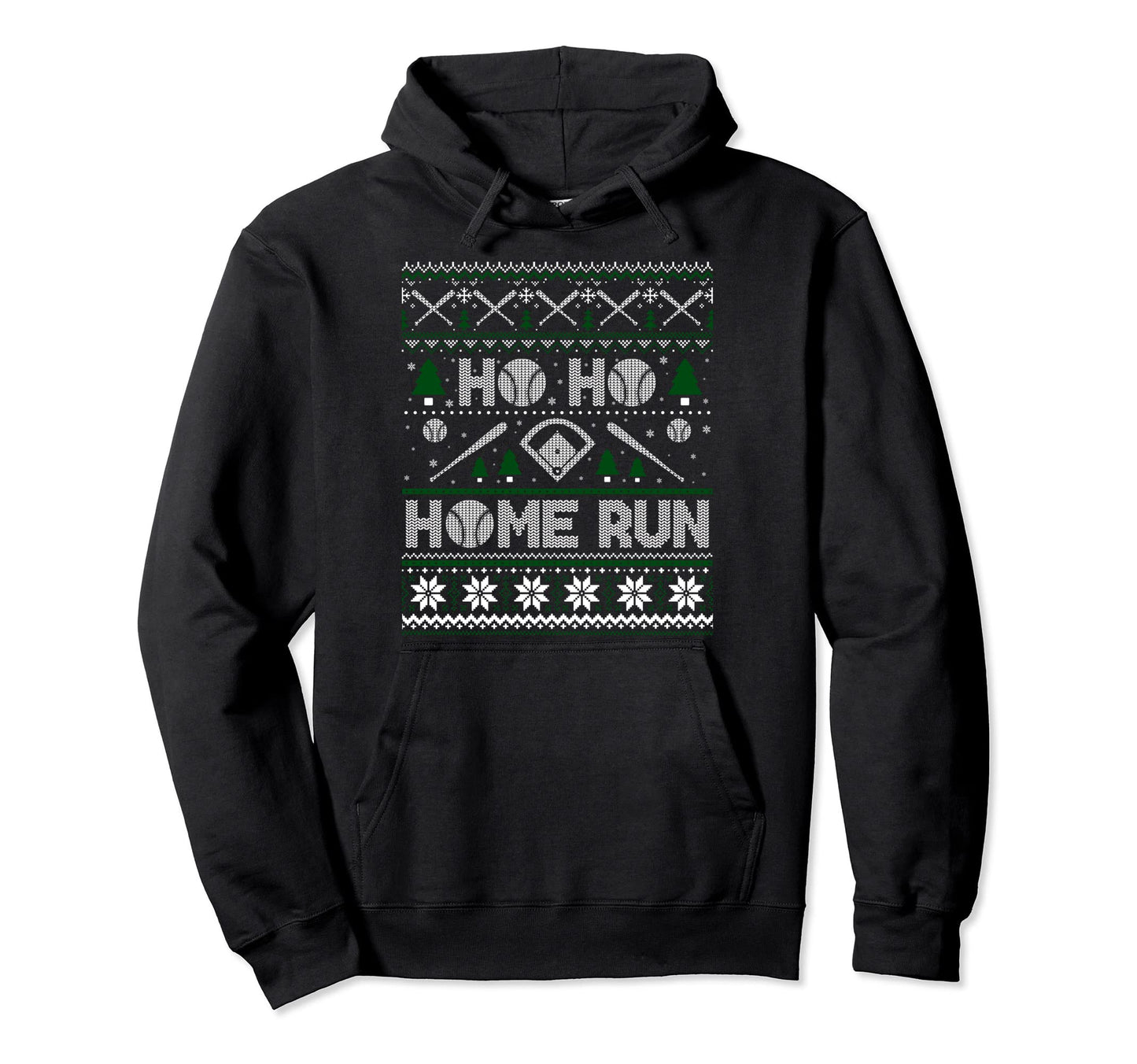 Ho Ho Home Run Baseball Ugly Hoodie - Fun Novelty Design for Adults - T-Shirt, Sweatshirt, Hoodie
