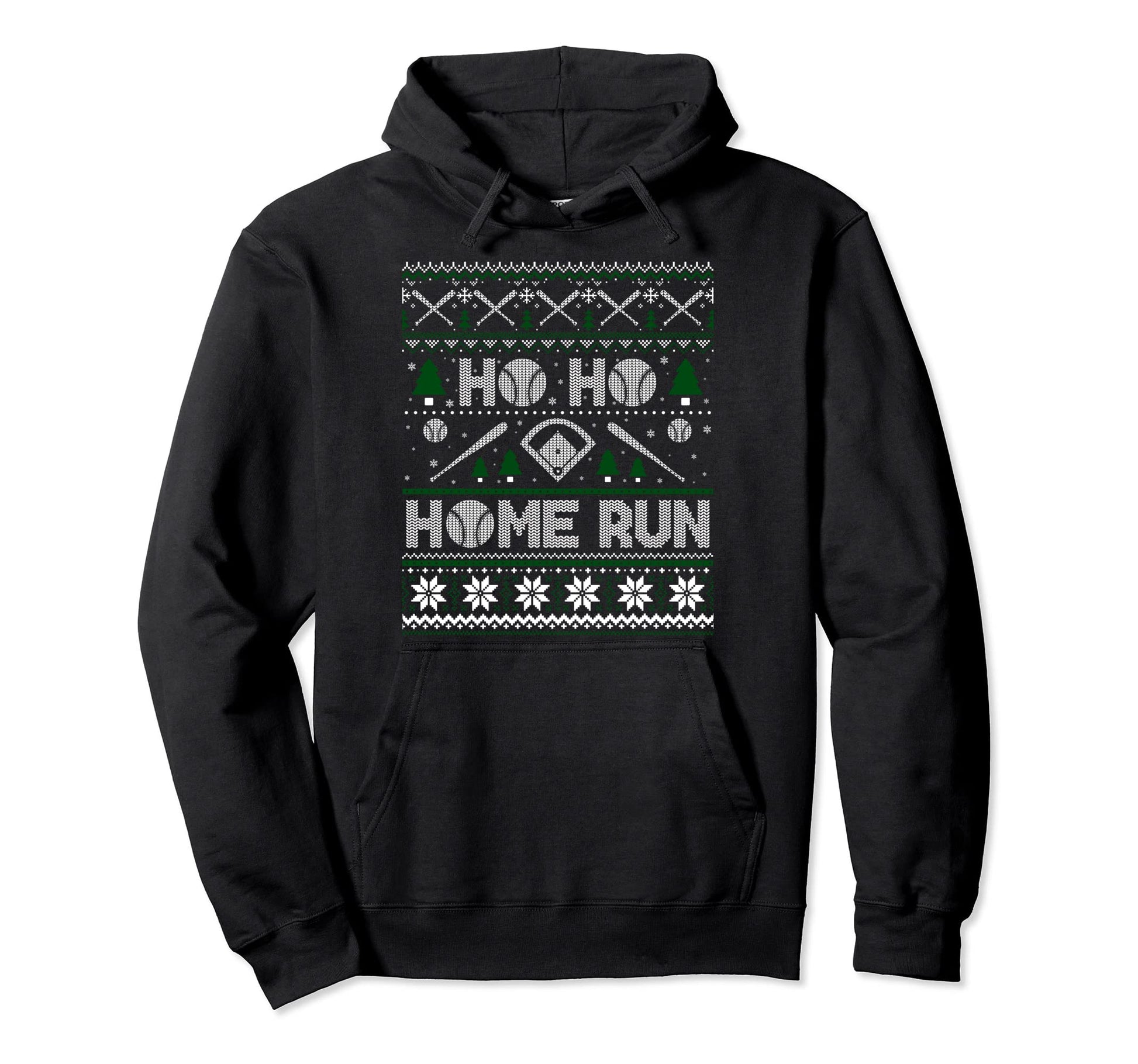 Ho Ho Home Run Baseball Ugly Hoodie - Fun Novelty Design for Adults - T-Shirt, Sweatshirt, Hoodie