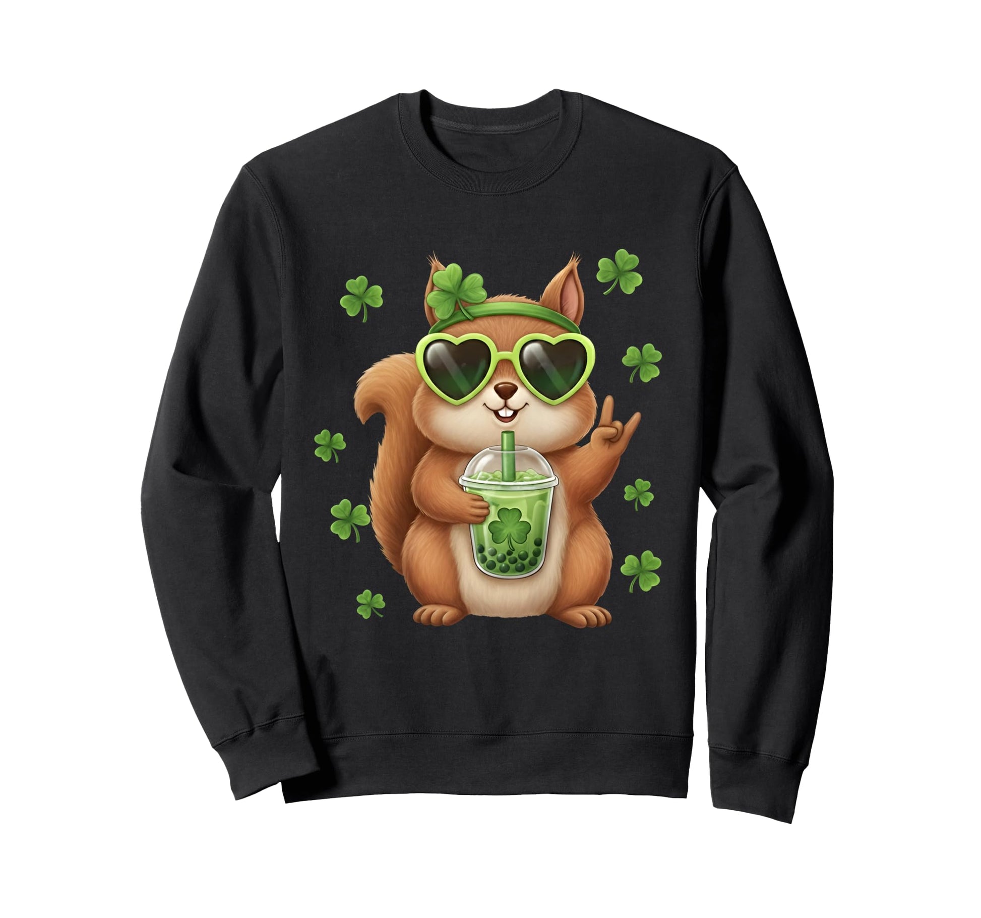 Squirrel St Patricks Day Shamrock Sweatshirt - Novelty Apparel for Adults - T-Shirt, Sweatshirt, Hoodie
