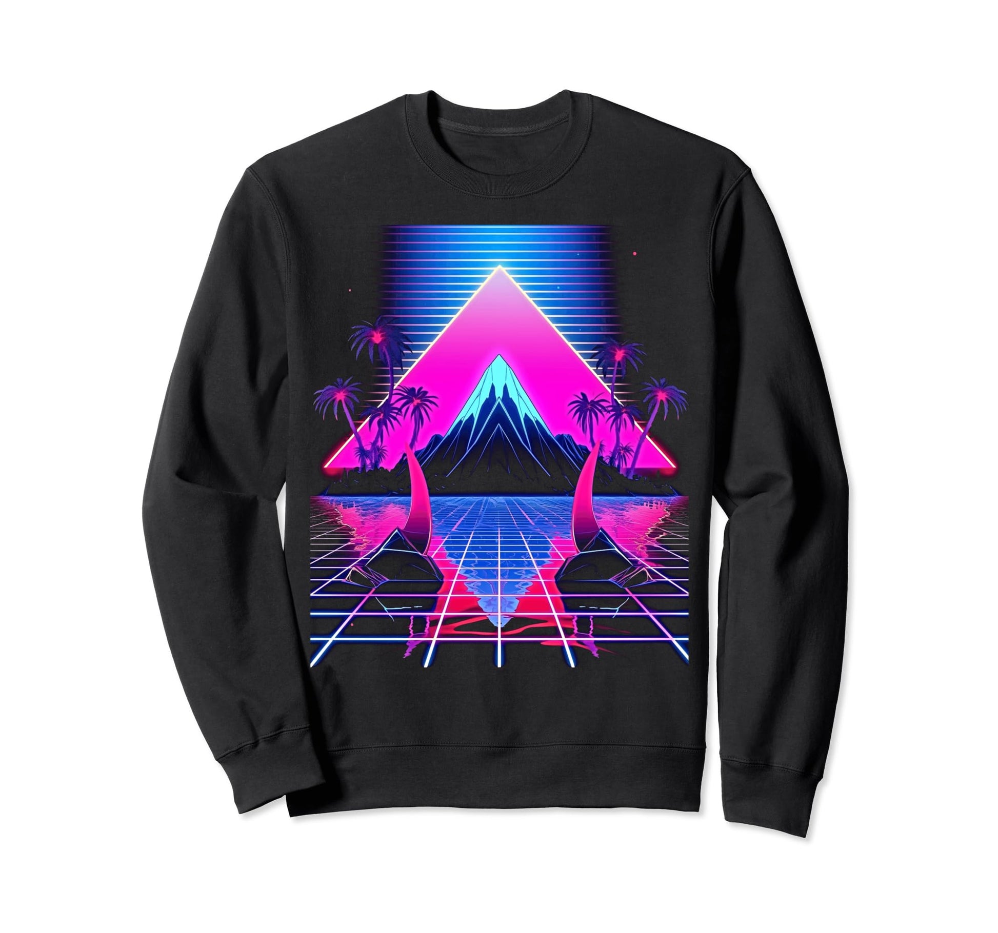 Synthwave Pyramid Cyberpunk 80S Sweatshirt - Aesthetic Graphic Men Women - T-Shirt, Sweatshirt, Hoodie