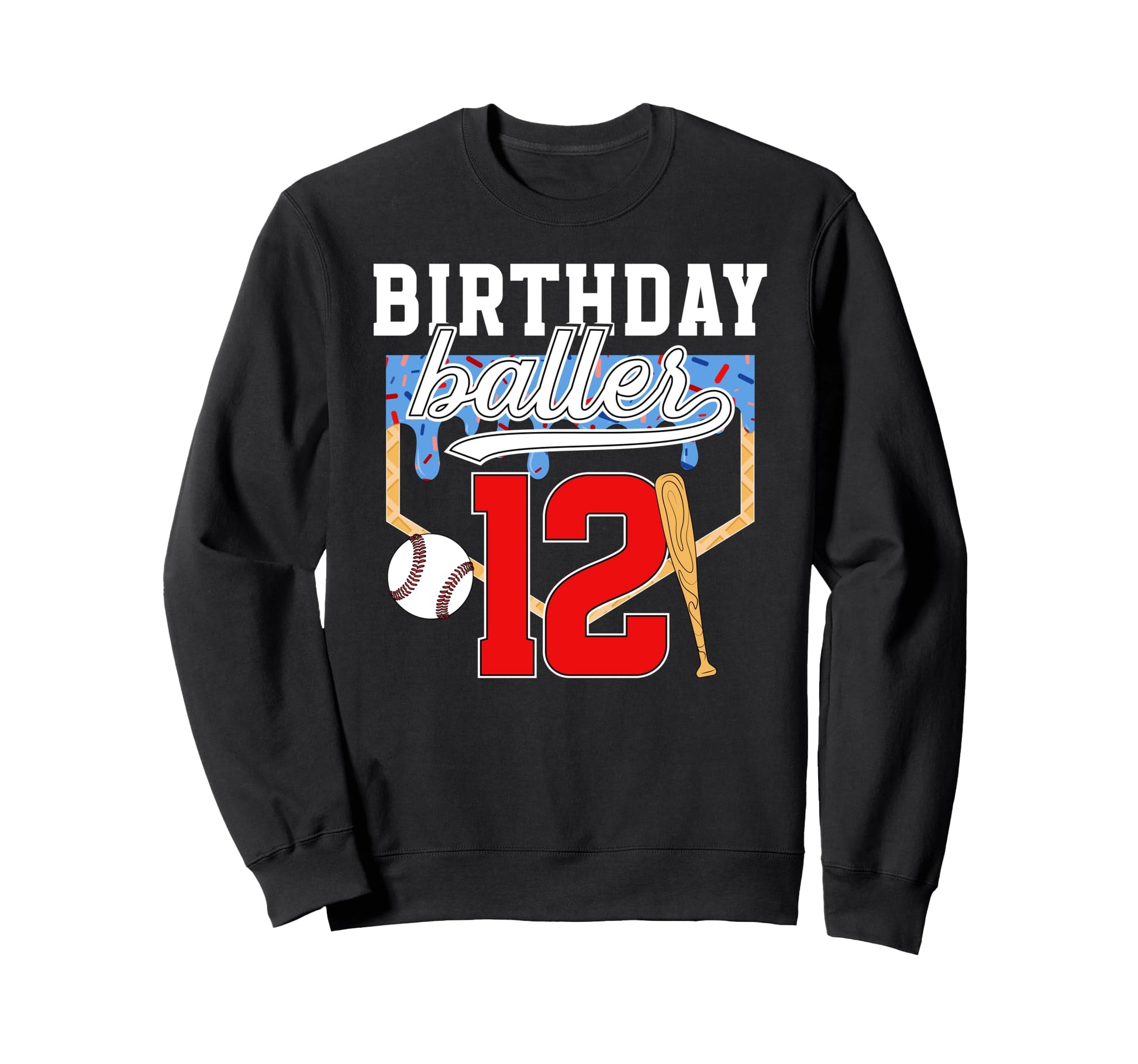 12Th Baseball Birthday Twelve Year Sweatshirt - Minimalist Print Men Women - T-Shirt, Sweatshirt, Hoodie