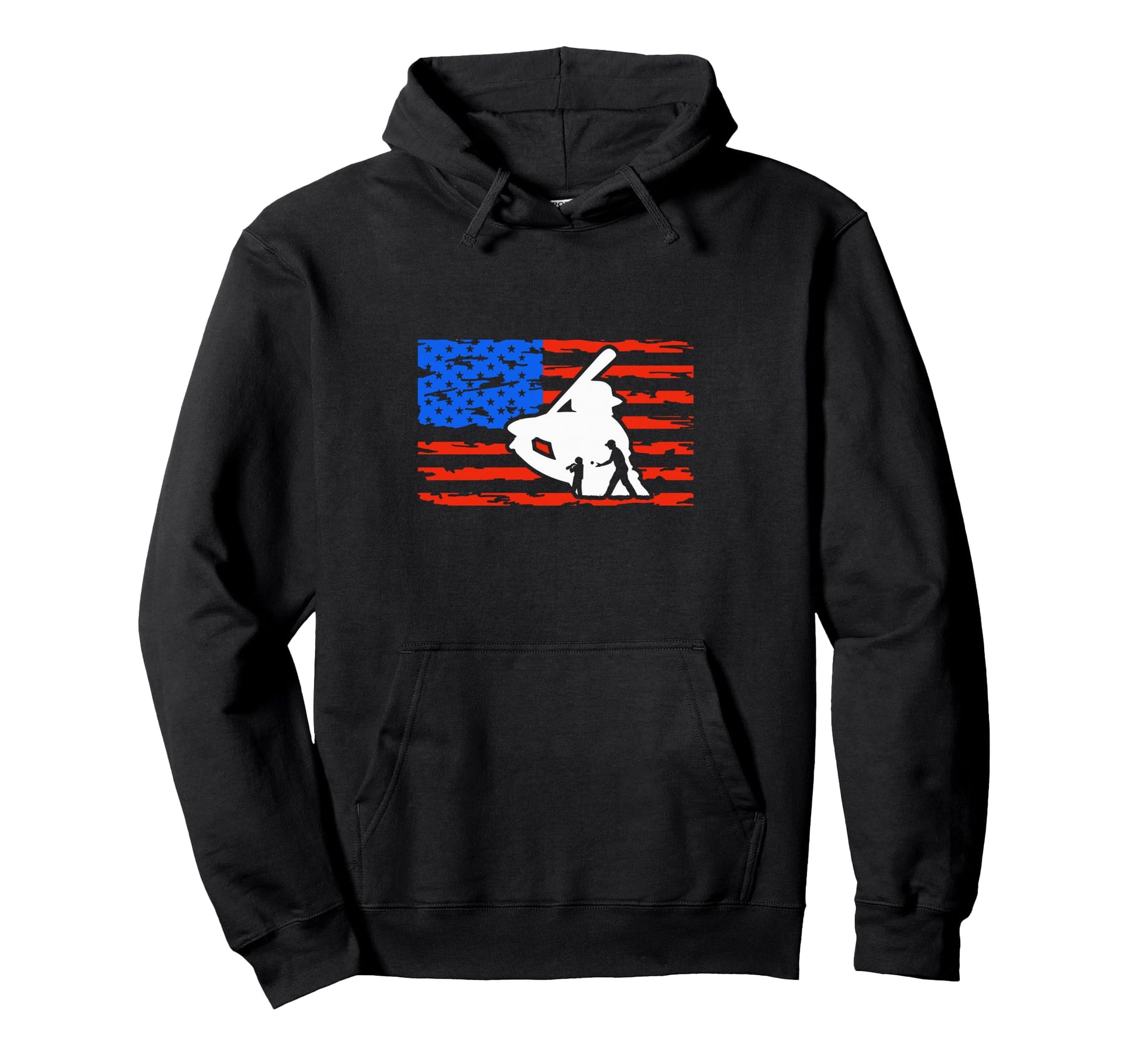 Baseball Us Flag Baseball Player Softball Hoodie - Novelty Apparel Unisex - T-Shirt, Sweatshirt, Hoodie