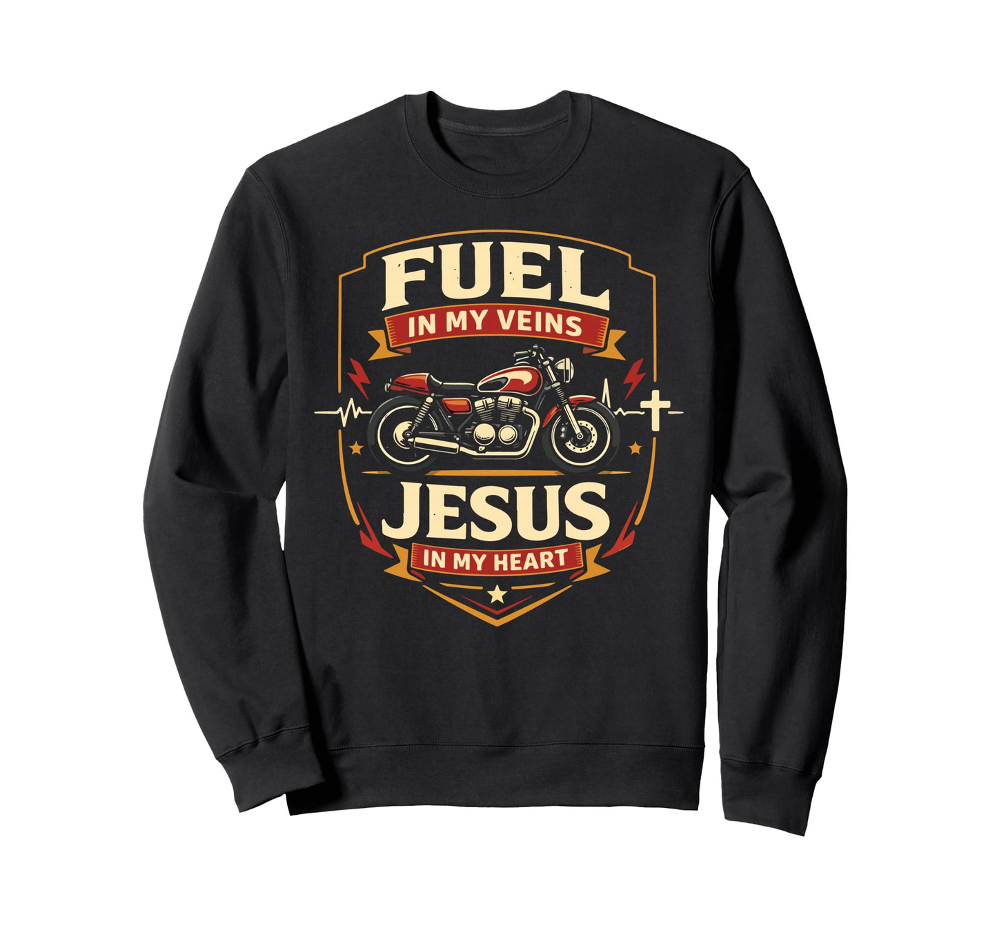 Motorcycle Biker Jesus Faith Sweatshirt - Fun Novelty Design for Adults - T-Shirt, Sweatshirt, Hoodie