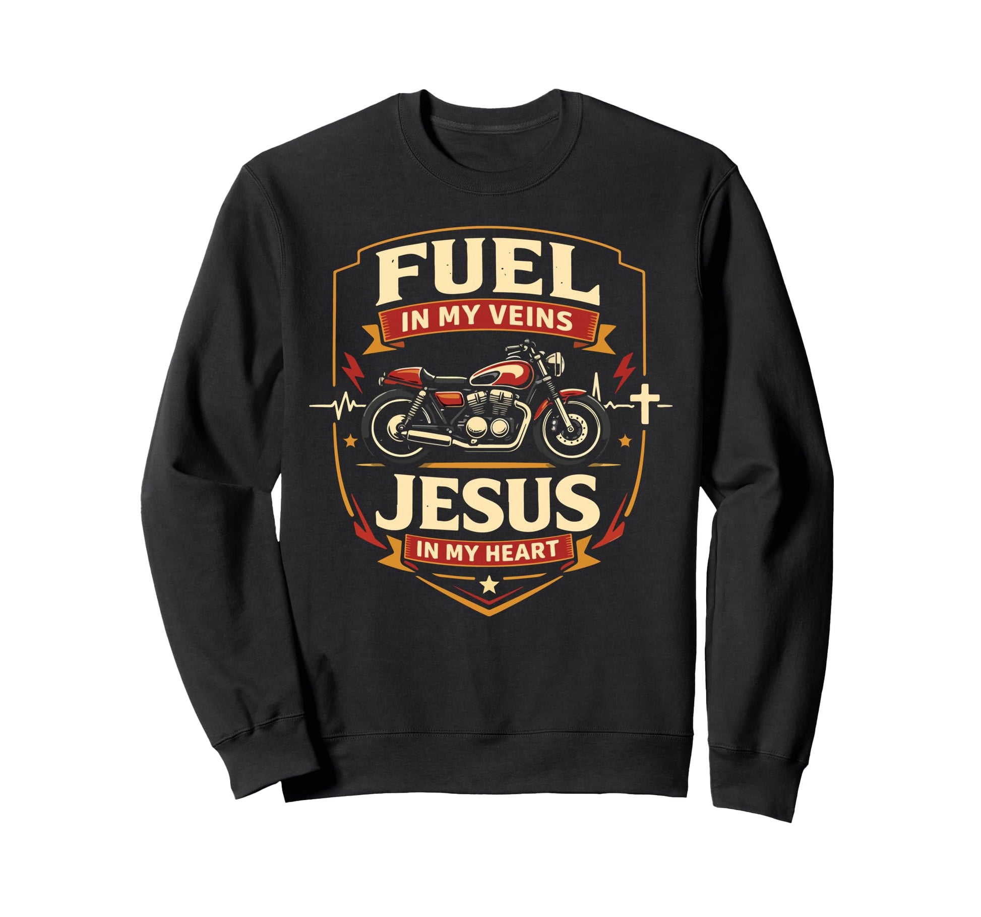 Motorcycle Biker Jesus Faith Sweatshirt - Fun Novelty Design for Adults - T-Shirt, Sweatshirt, Hoodie