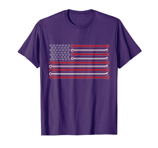 American Flag Wrenches Patriotic Car T-Shirt - Aesthetic Graphic Men Women - T-Shirt, Sweatshirt, Hoodie
