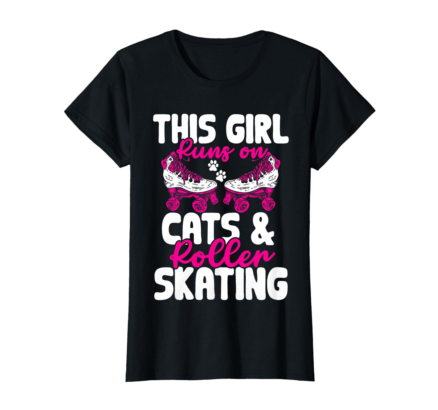 Runs Cats And Roller Skating Funny T-Shirt - Fun Novelty Design for Adults - T-Shirt, Sweatshirt, Hoodie