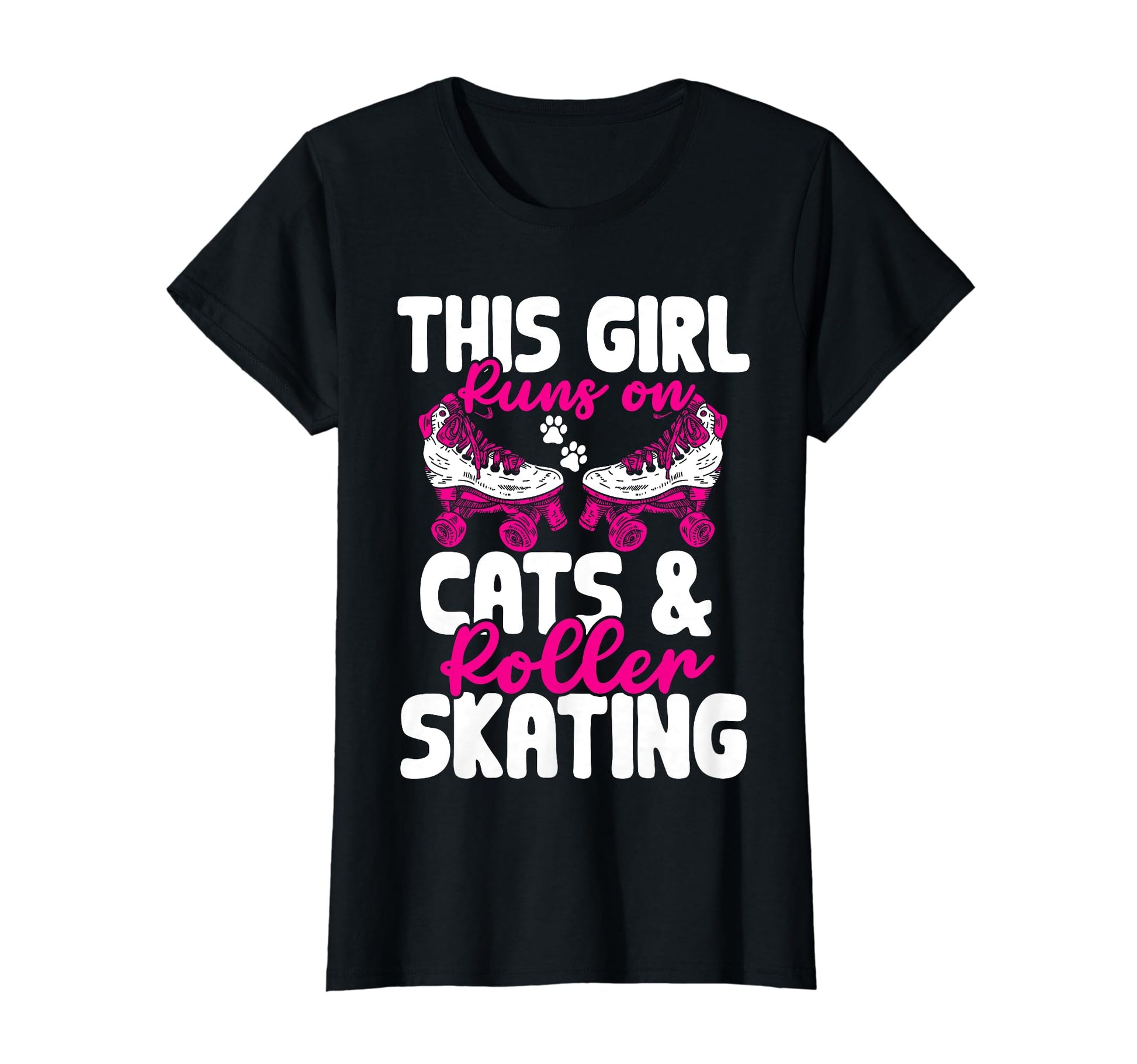 Runs Cats And Roller Skating Funny T-Shirt - Fun Novelty Design for Adults - T-Shirt, Sweatshirt, Hoodie