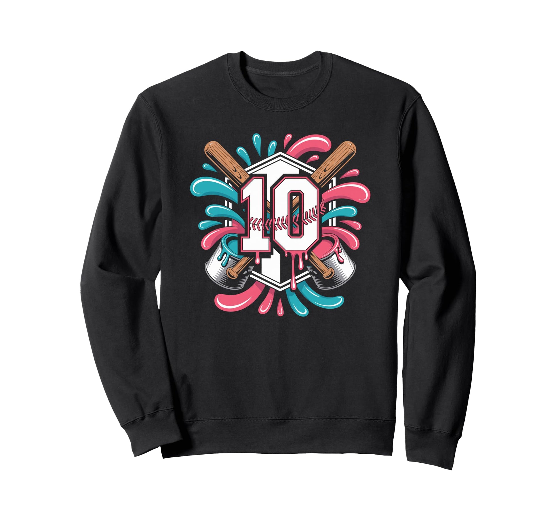 Birthday Baseball Fun 10 Year Sweatshirt - Casual Everyday Wear for Adults - T-Shirt, Sweatshirt, Hoodie