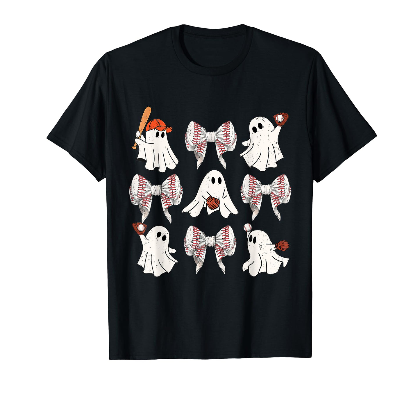 Ghost Baseball Player Coquette Bow T-Shirt - Unique Graphic for Adults - T-Shirt, Sweatshirt, Hoodie