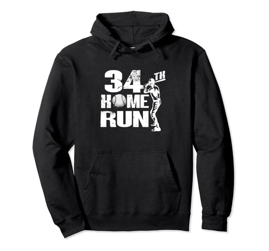 34 Years Old Baseball 34Th Birthday Hoodie - Aesthetic Graphic for Adults - T-Shirt, Sweatshirt, Hoodie