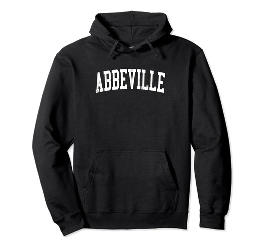 Abbeville La Distressed White Varsity Hoodie - Minimalist Print Unisex - T-Shirt, Sweatshirt, Hoodie