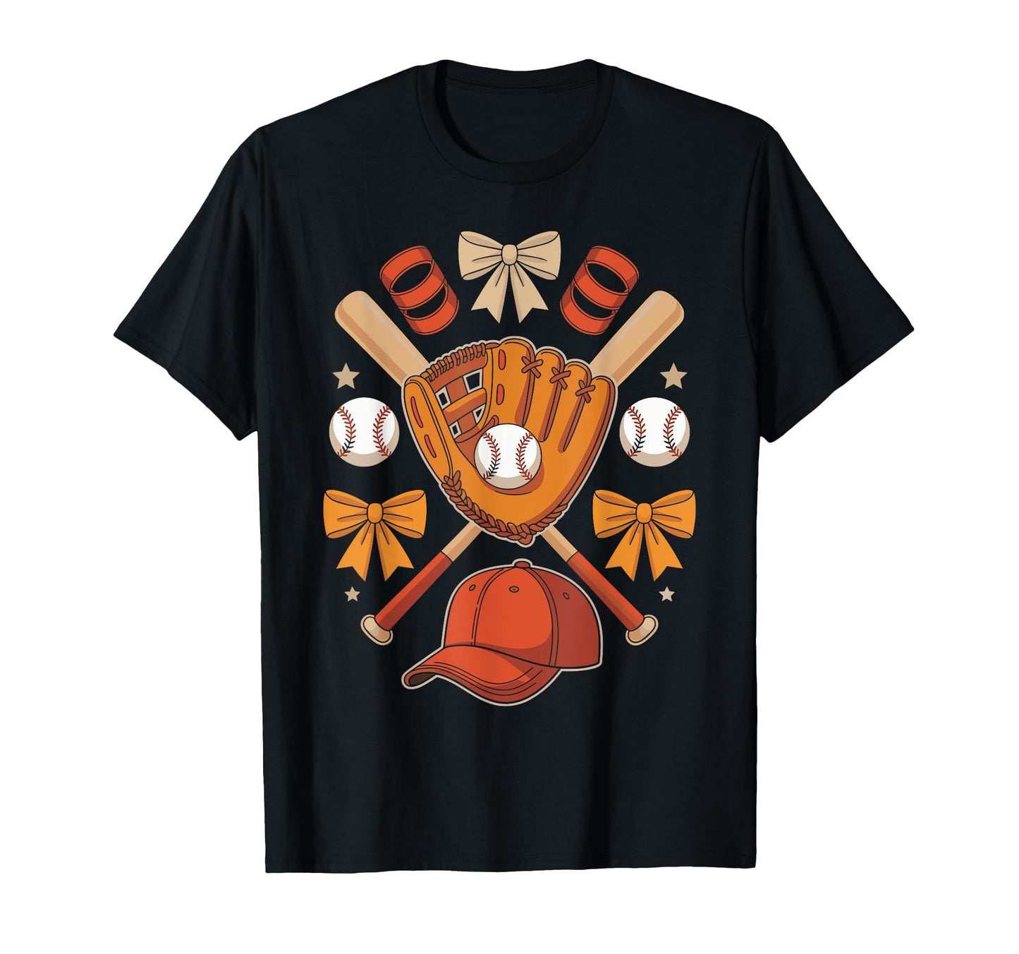 Baseball Bows And Bats Softball T-Shirt - Casual Everyday Wear for Adults - T-Shirt, Sweatshirt, Hoodie