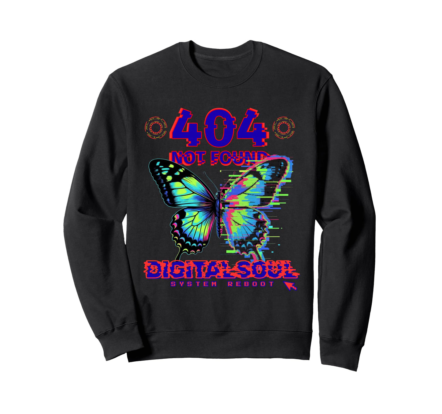 Glitch Butterfly Cyberpunk Y2K Sweatshirt - Casual Everyday Wear Men Women - T-Shirt, Sweatshirt, Hoodie