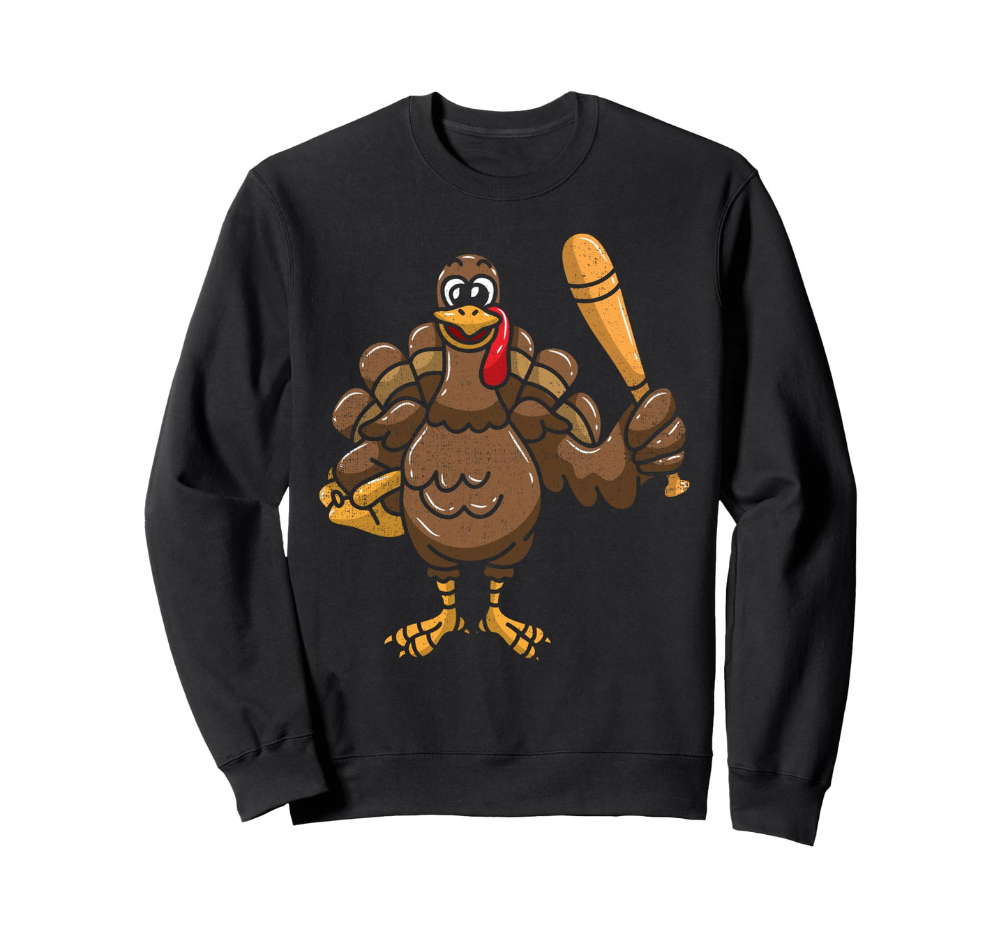 Thanksgiving Turkey Baseball Day Bat Sweatshirt - Graphic Print Unisex - T-Shirt, Sweatshirt, Hoodie