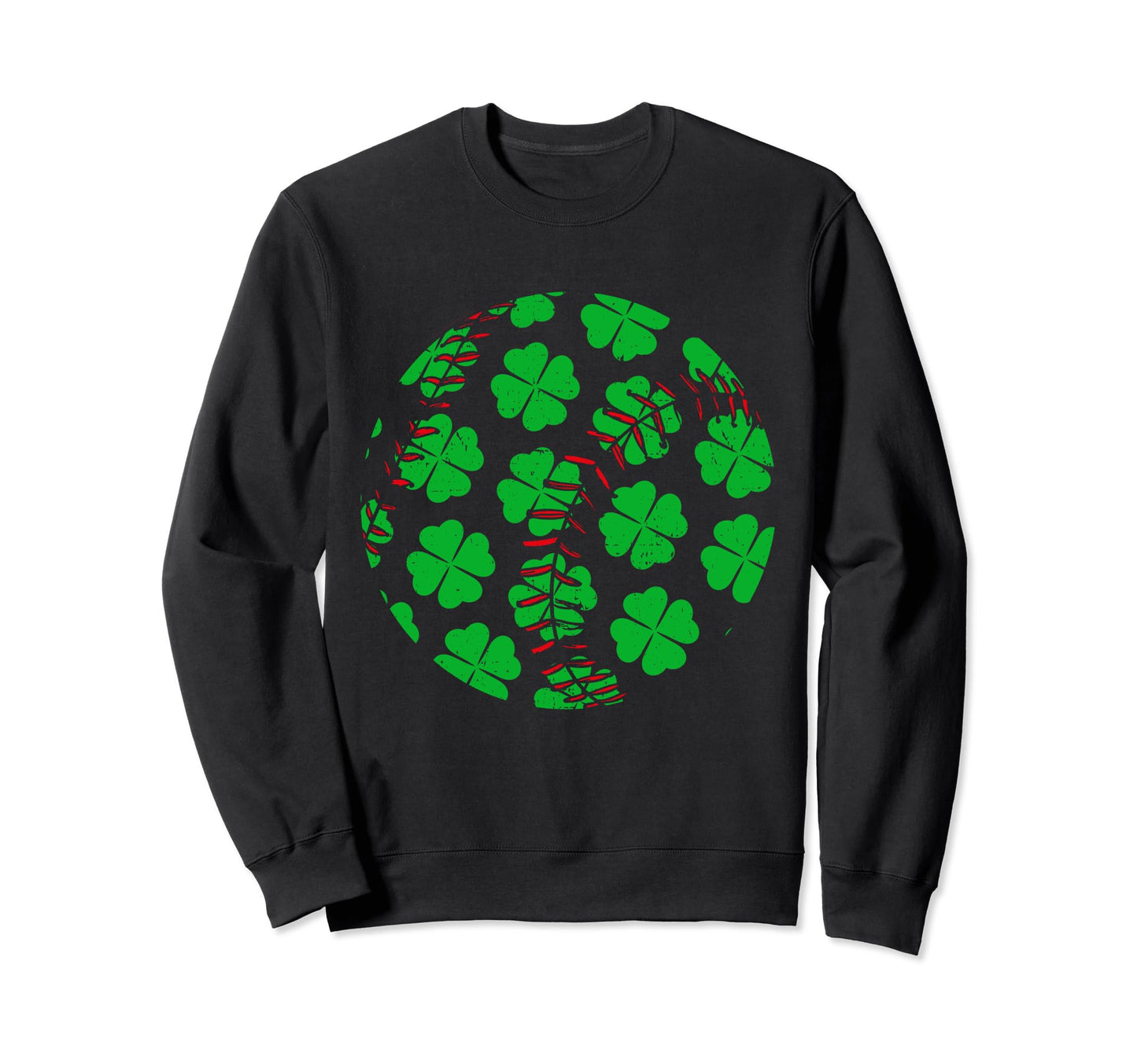 Four Leaf Clover Baseball St Patricks Sweatshirt - Custom Art Print Unisex - T-Shirt, Sweatshirt, Hoodie