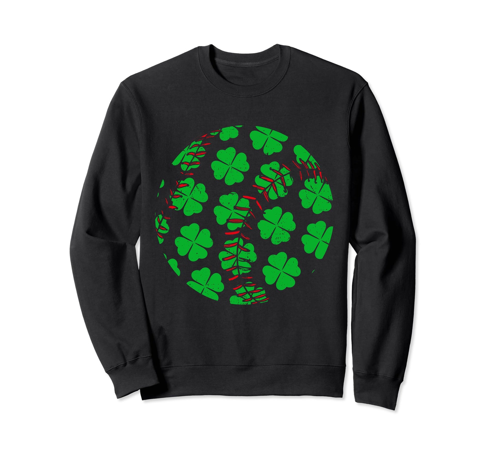 Four Leaf Clover Baseball St Patricks Sweatshirt - Custom Art Print Unisex - T-Shirt, Sweatshirt, Hoodie