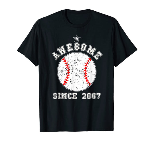 Awesome Since 2007 16 Year Old Baseball T-Shirt - Novelty Apparel Unisex - T-Shirt, Sweatshirt, Hoodie