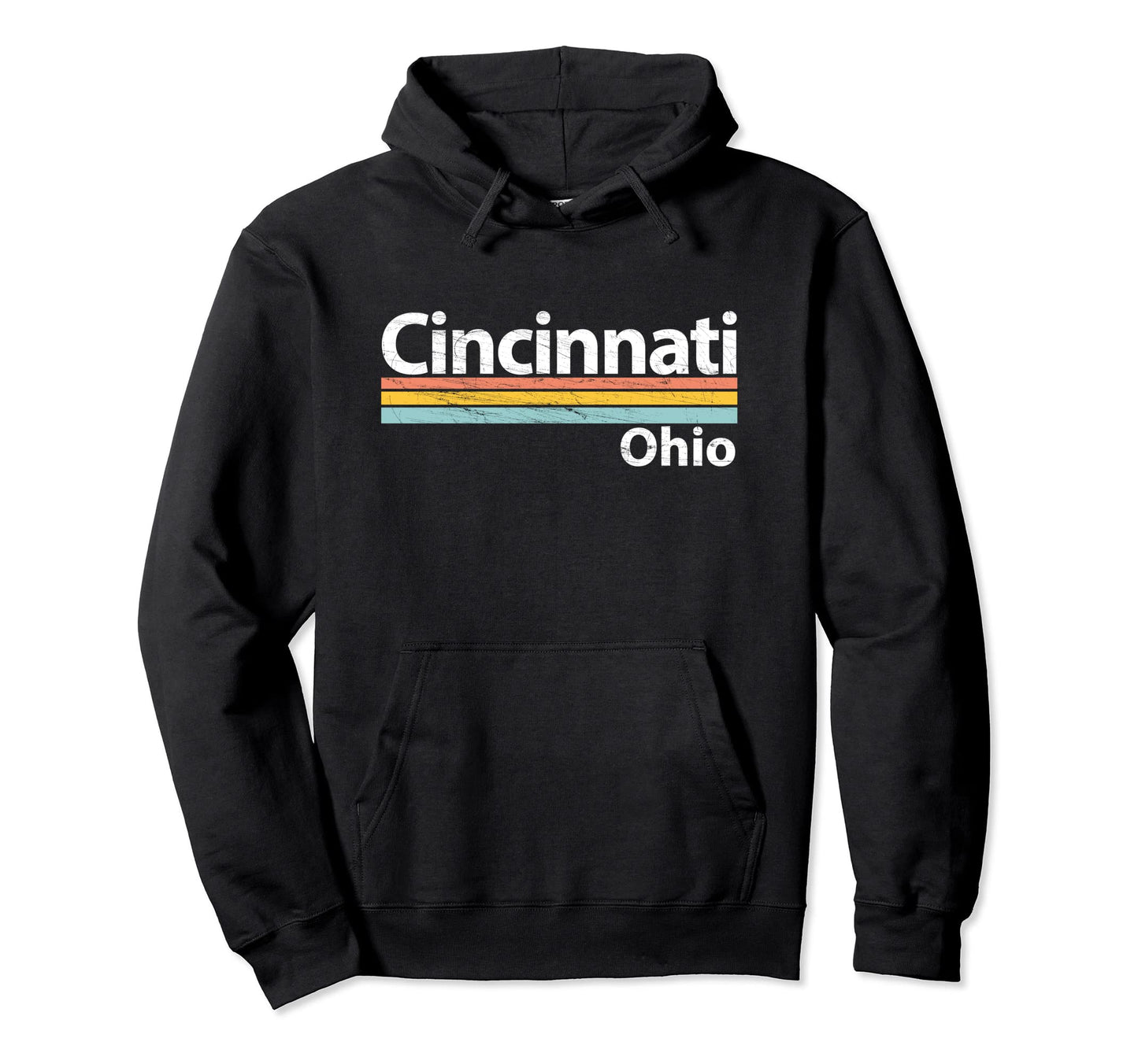 Cincinnati Ohio Worn Stripes Hoodie - Fun Novelty Design Unisex - T-Shirt, Sweatshirt, Hoodie